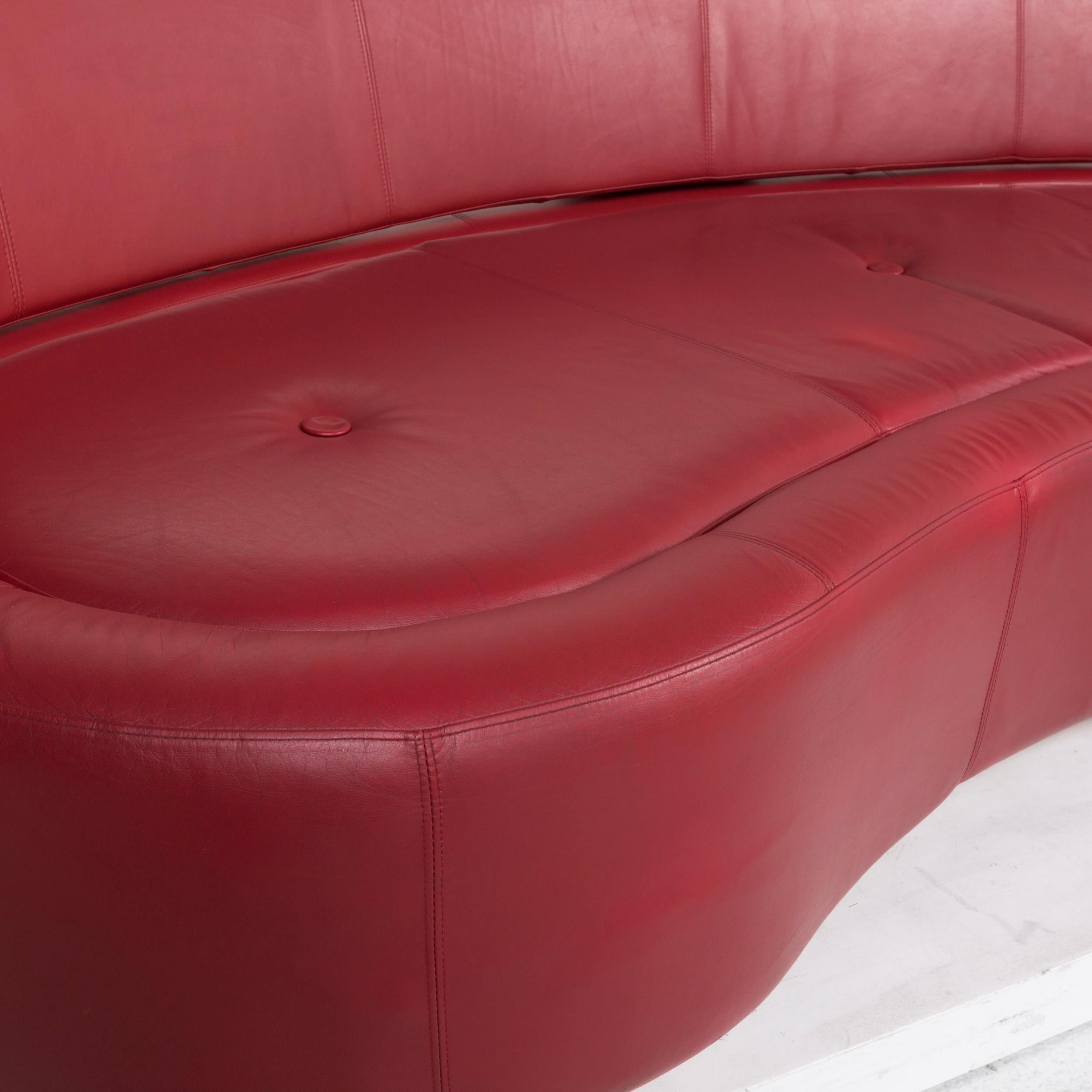 Lithuanian Boconcept Alpha Leather Sofa Red Two-Seat For Sale