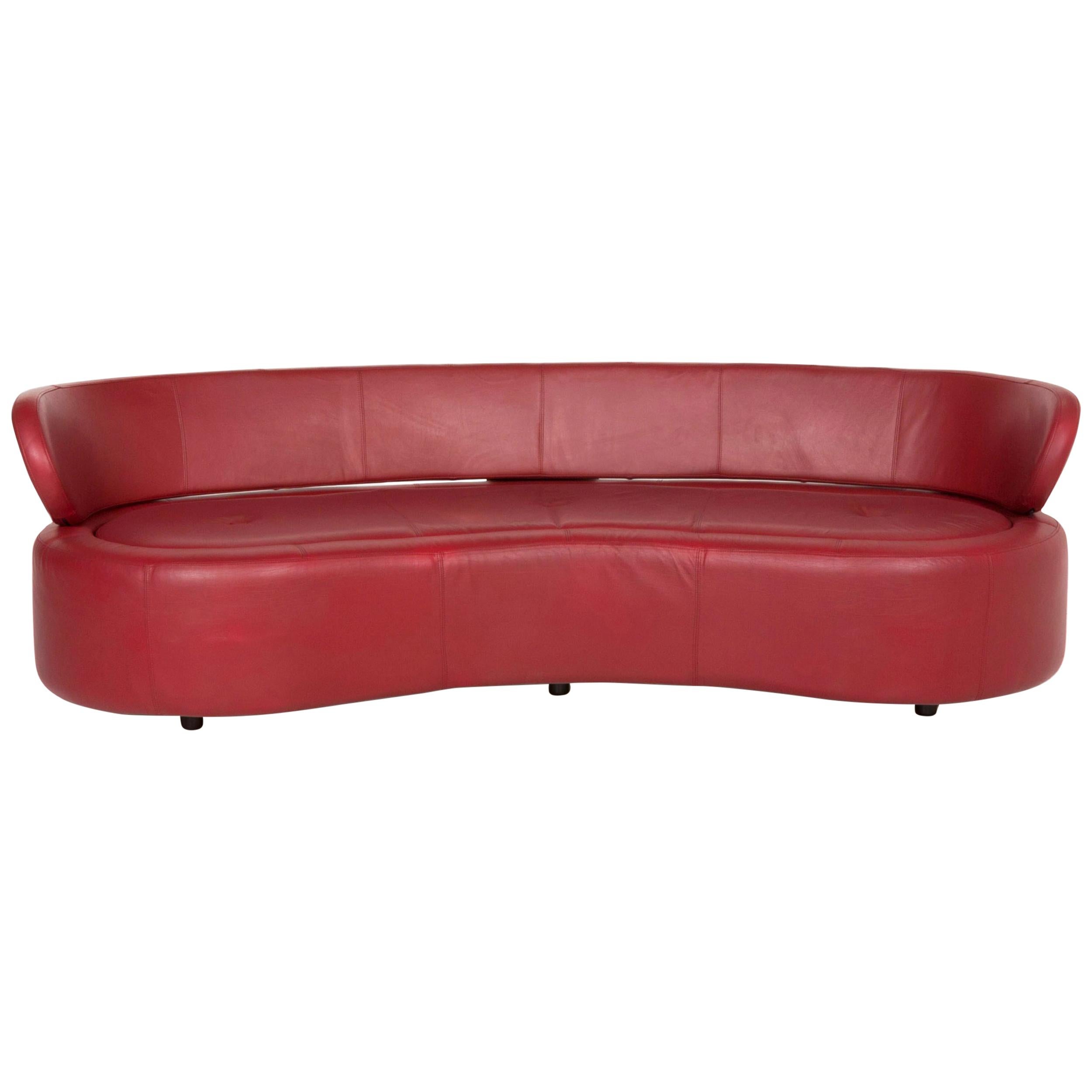 Boconcept Alpha Leather Sofa Red Two-Seat For Sale