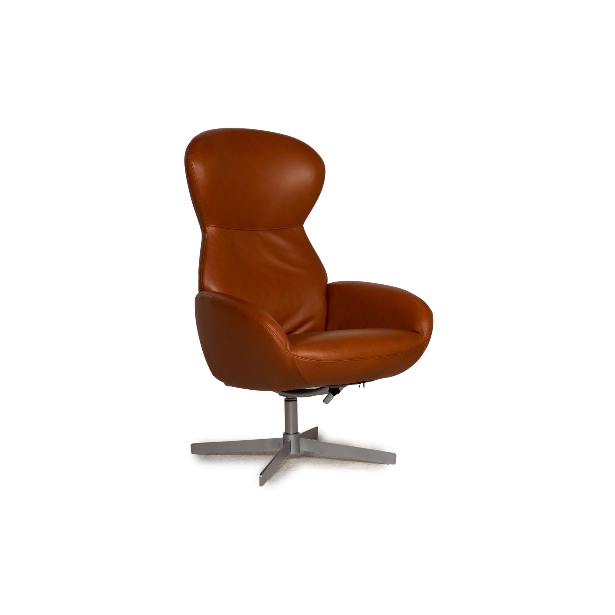 Lithuanian BoConcept Athena Relax Leather Armchair Brown Incl. Stool For Sale