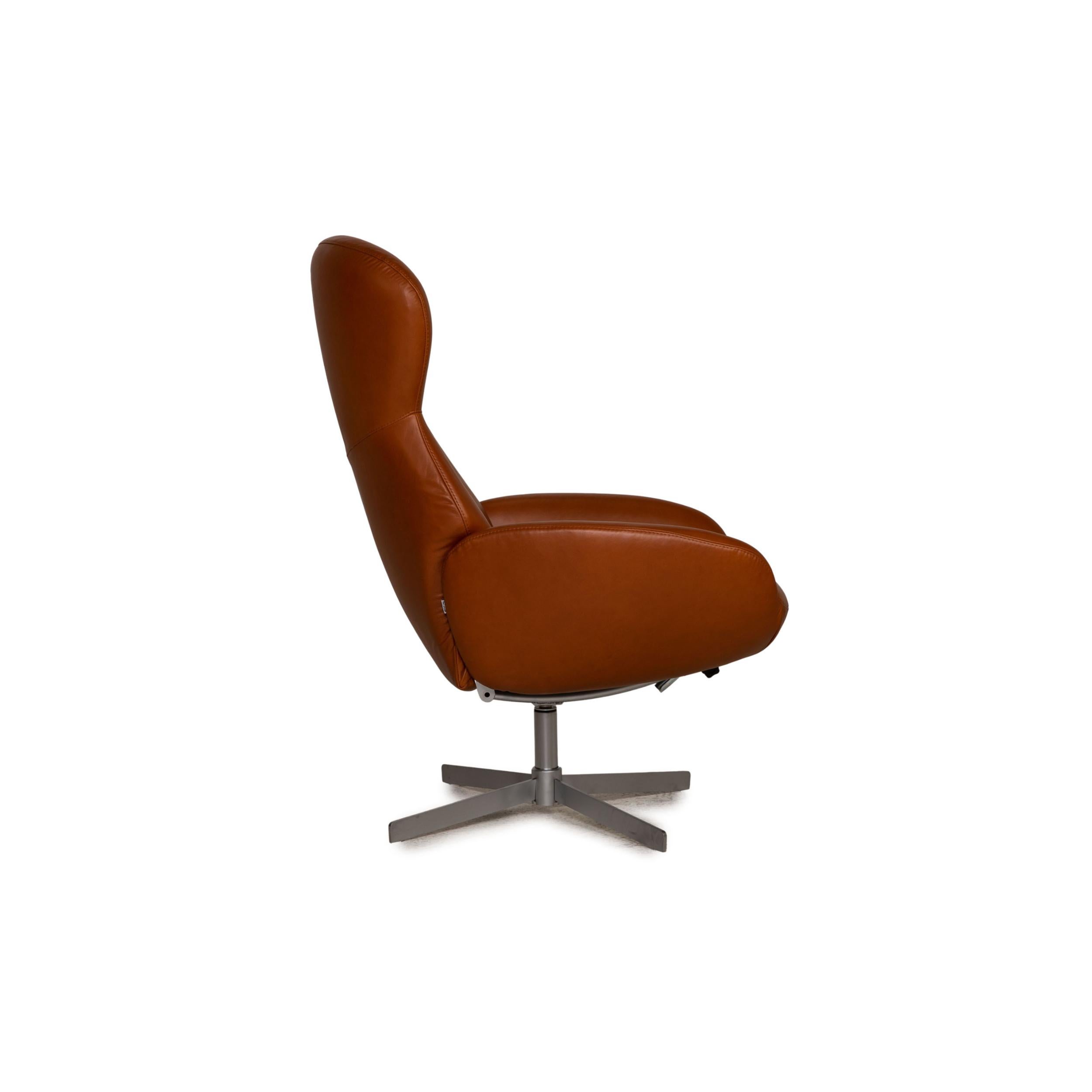 BoConcept Athena Relax Leather Armchair Brown Incl. Stool In Fair Condition For Sale In Cologne, DE