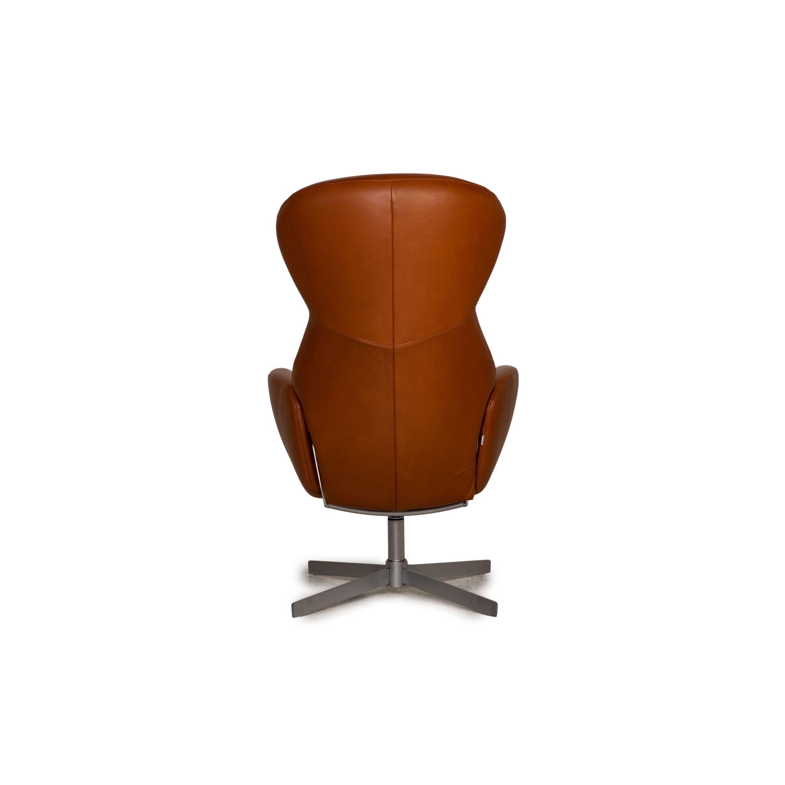 Contemporary BoConcept Athena Relax Leather Armchair Brown Incl. Stool For Sale