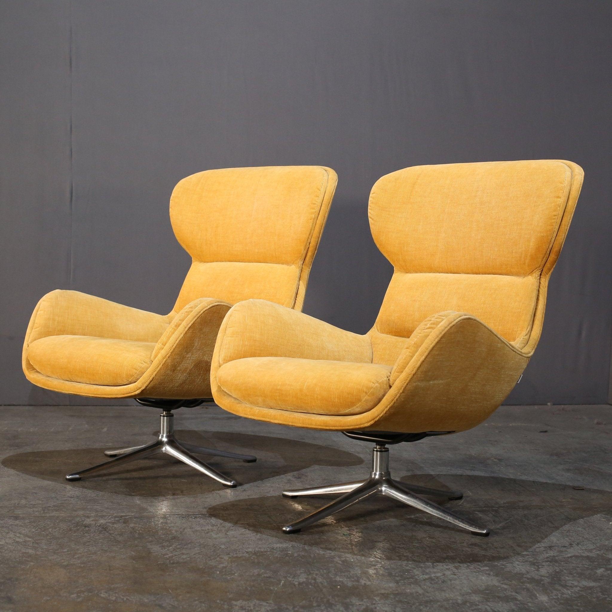 BoConcept Silla de Pana Amarilla Giratoria Siglo XXI y contemporáneo