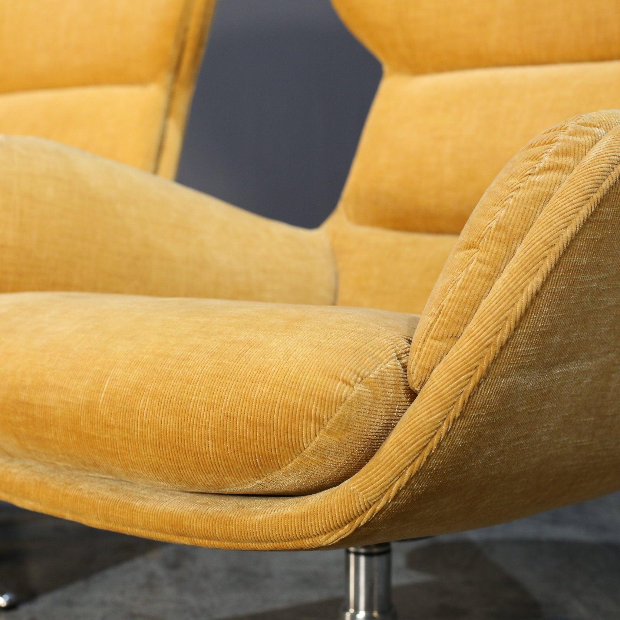 BoConcept Silla de Pana Amarilla Giratoria Metal
