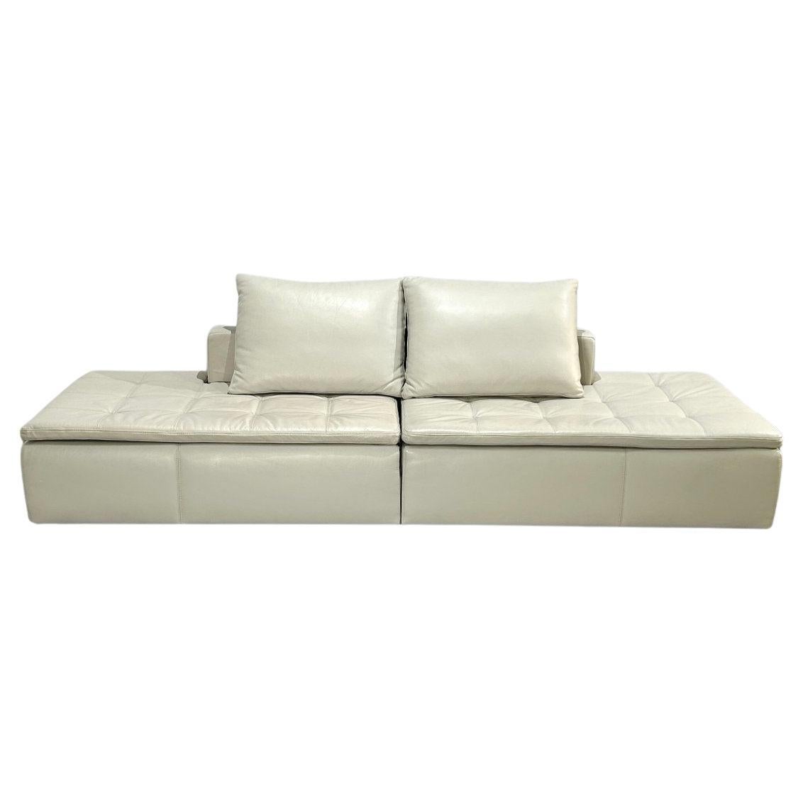 Meubles de canapé modulaires Mezzo en cuir crème BoConcept, lot de 2