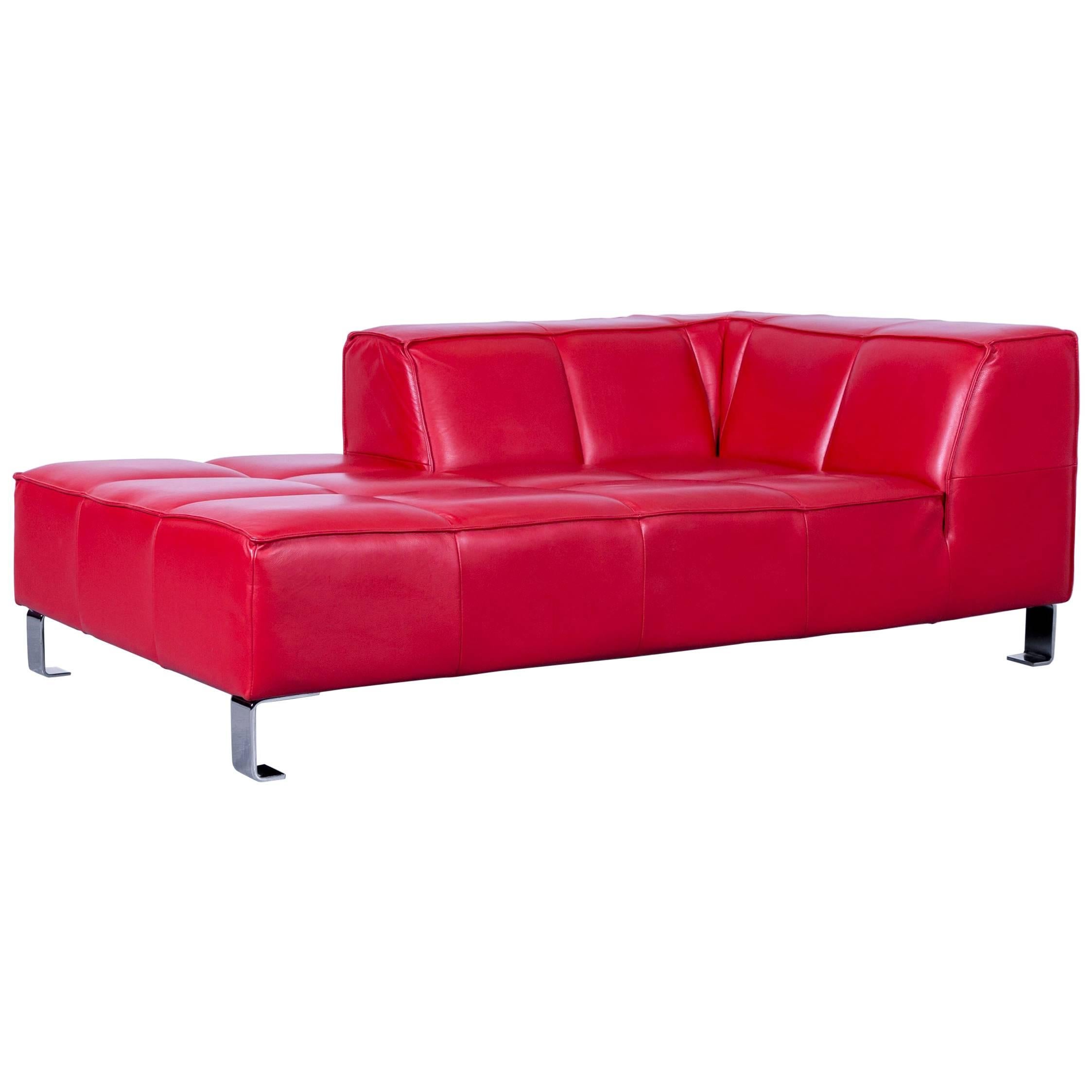BoConcept Designer Chaise Longue Red Leather Sofa Couch Recamiere Couch
