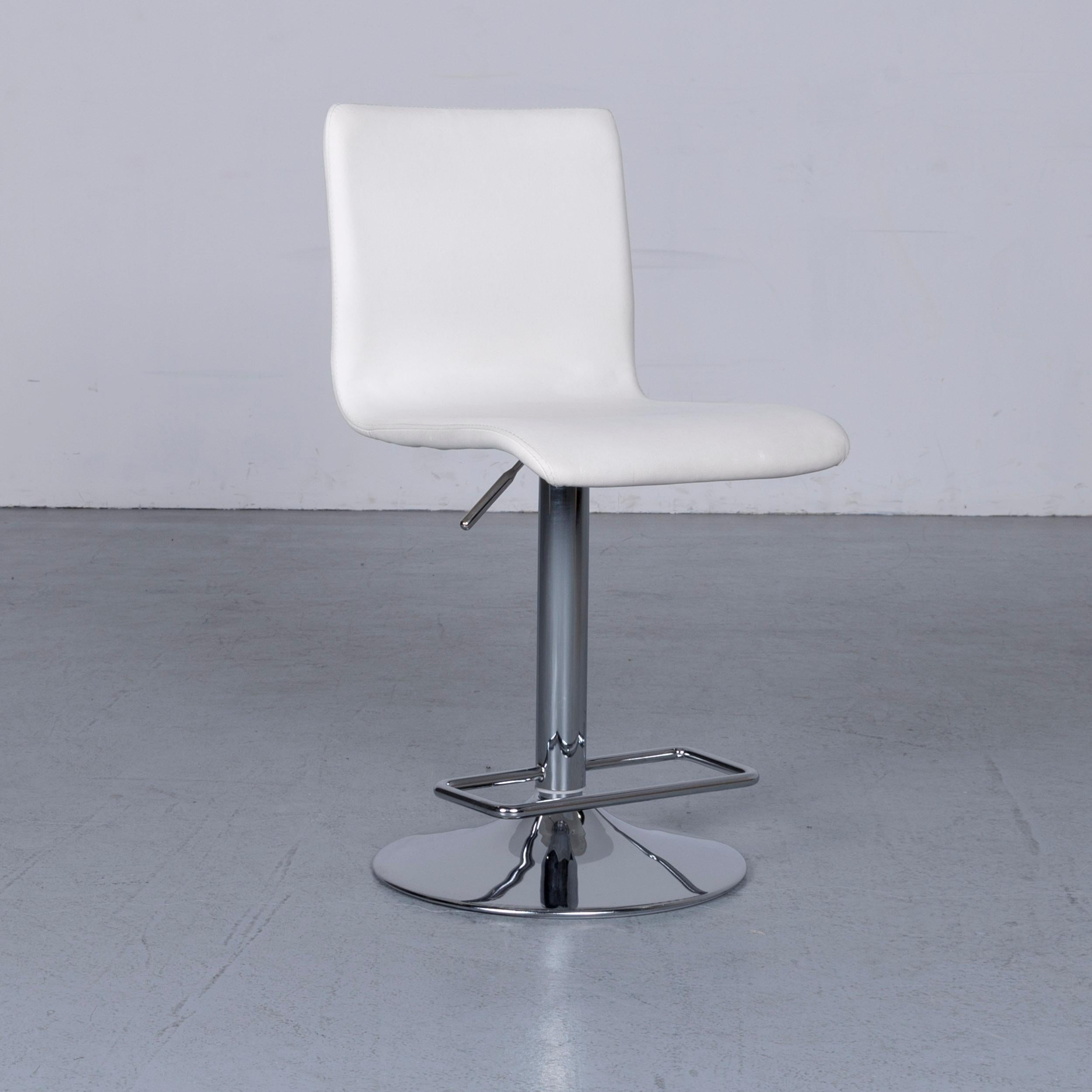German BoConcept Designer Leather Barstool in Crème White Leather Metal Frame For Sale