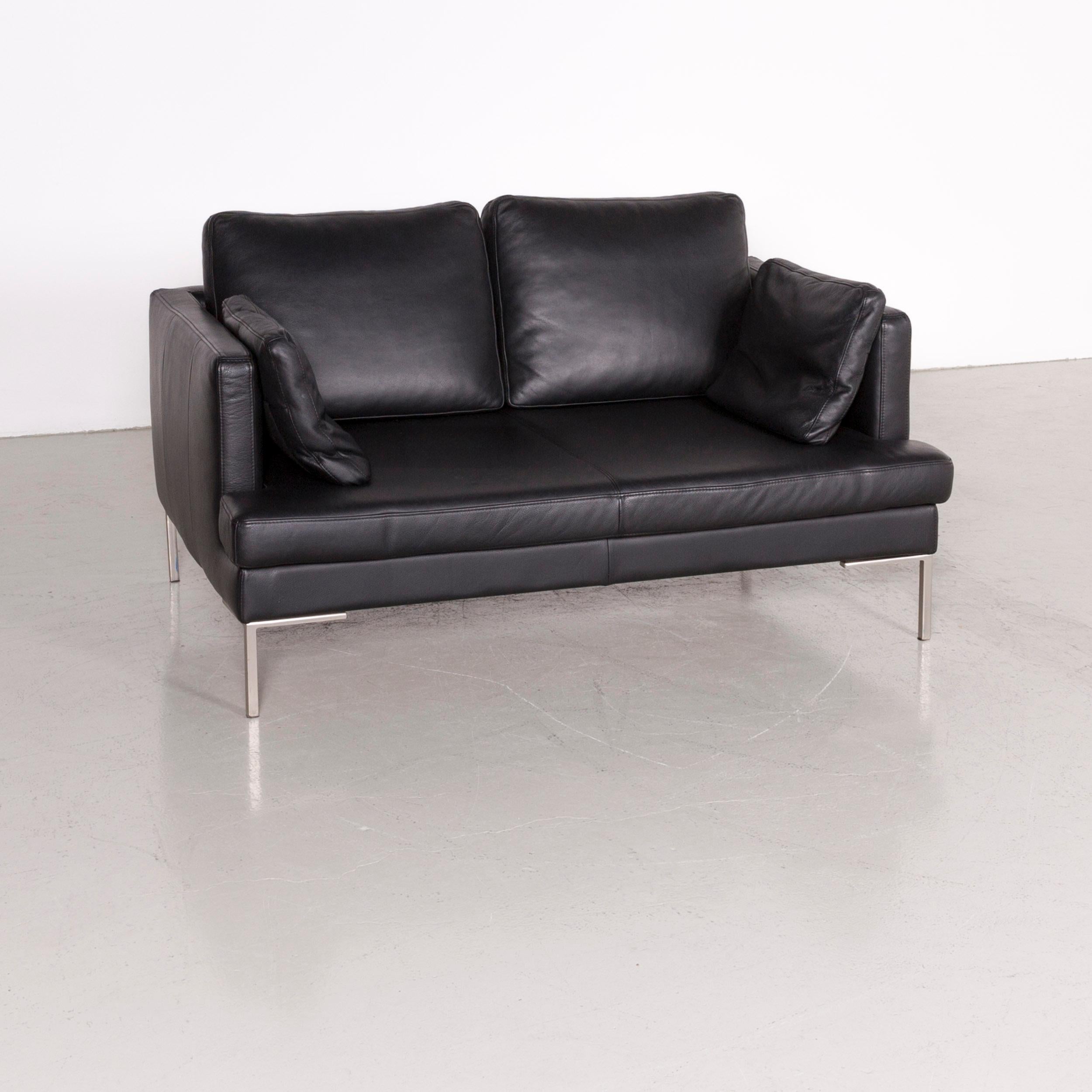 German Boconcept Designer Leather Sofa Black Two-Seat Couch For Sale