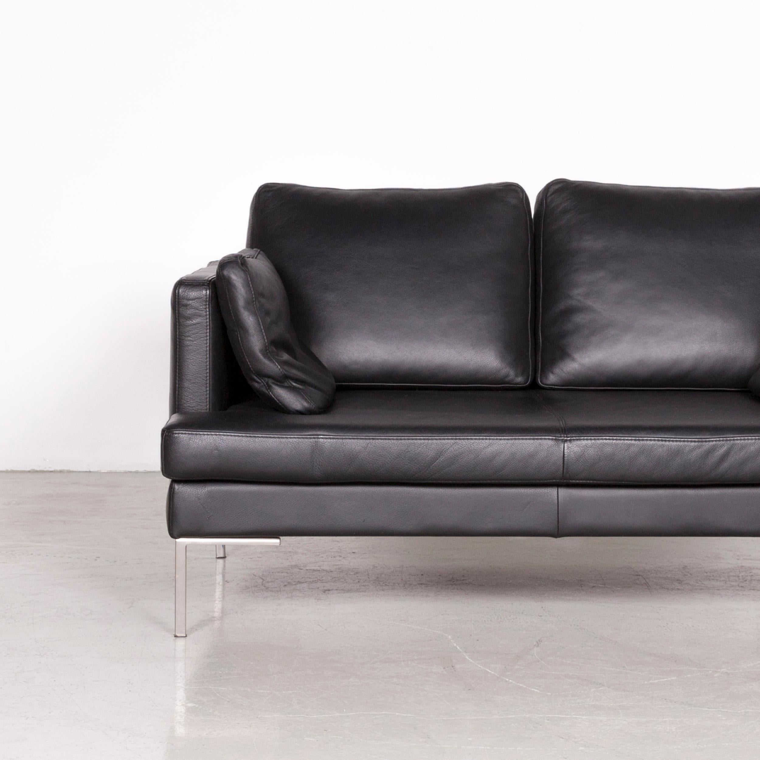 Boconcept Designer Leather Sofa Black Two-Seat Couch In Good Condition For Sale In Cologne, DE
