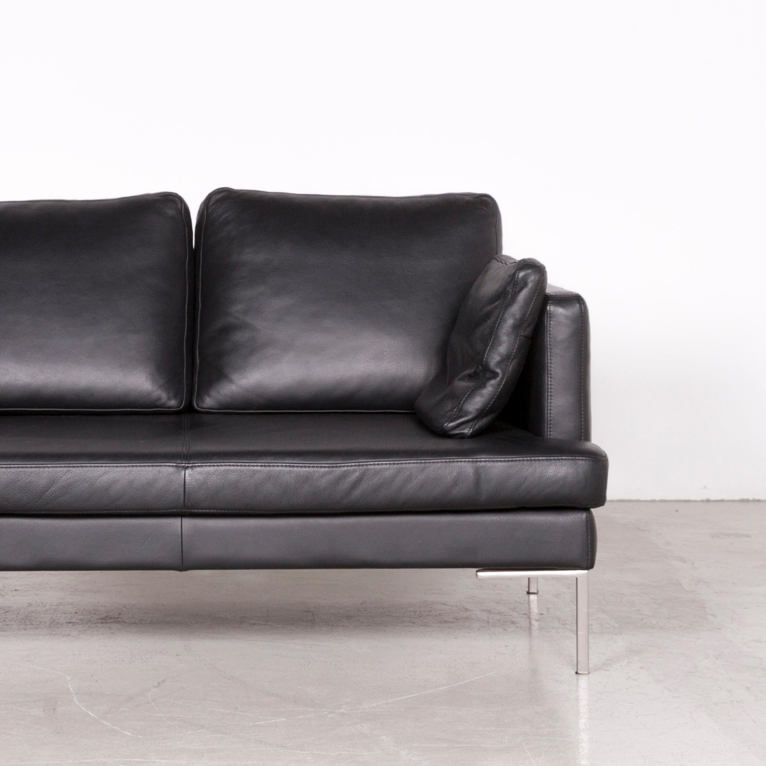 Contemporary Boconcept Designer Leather Sofa Black Two-Seat Couch For Sale