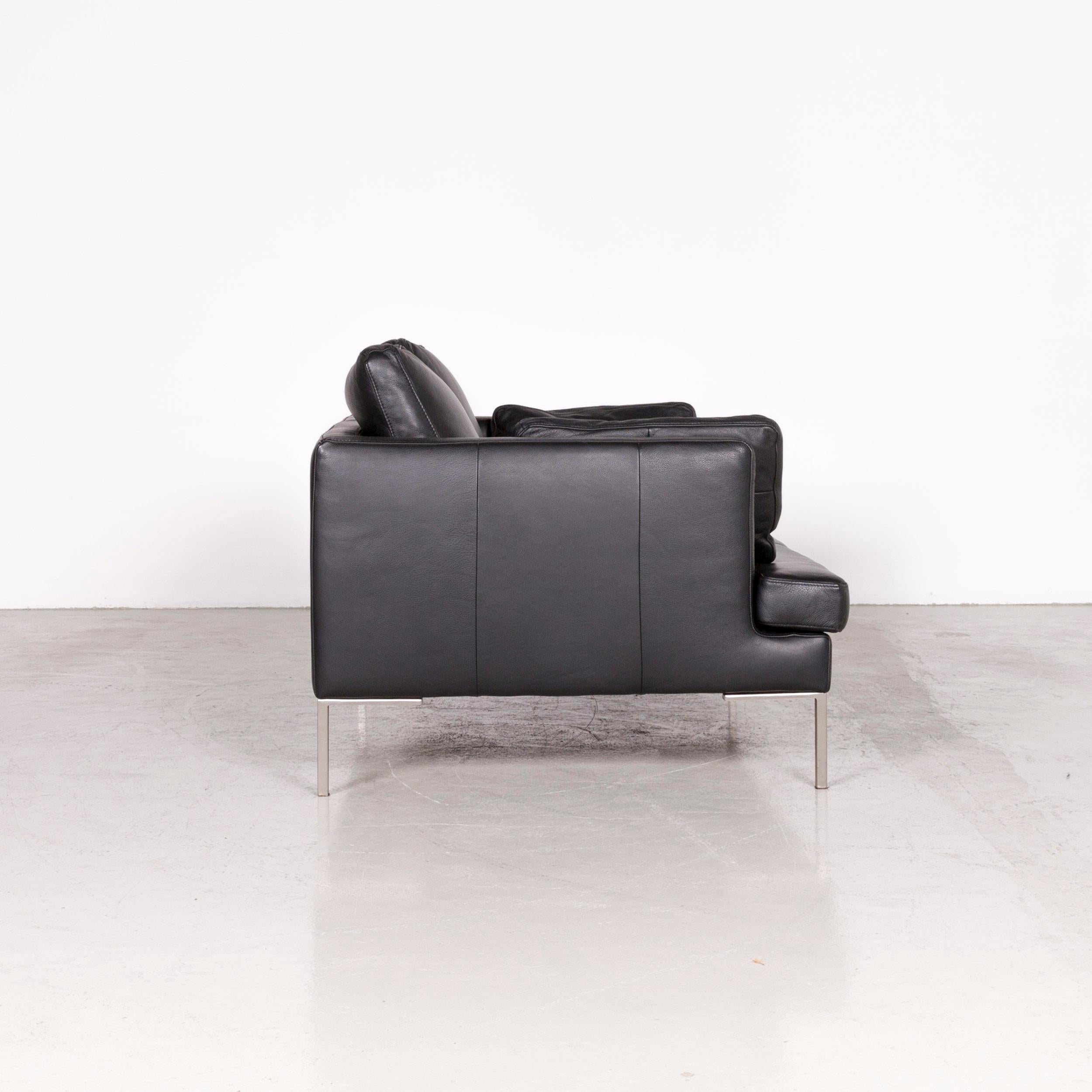 Boconcept Designer Leather Sofa Black Two-Seat Couch For Sale 3