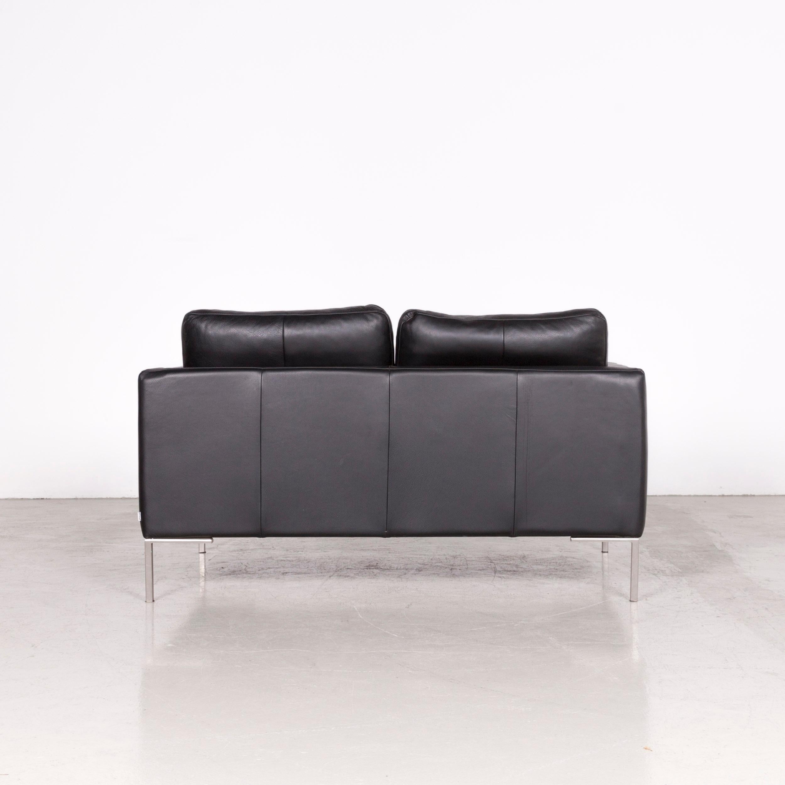 Boconcept Designer Leather Sofa Black Two-Seat Couch For Sale 4