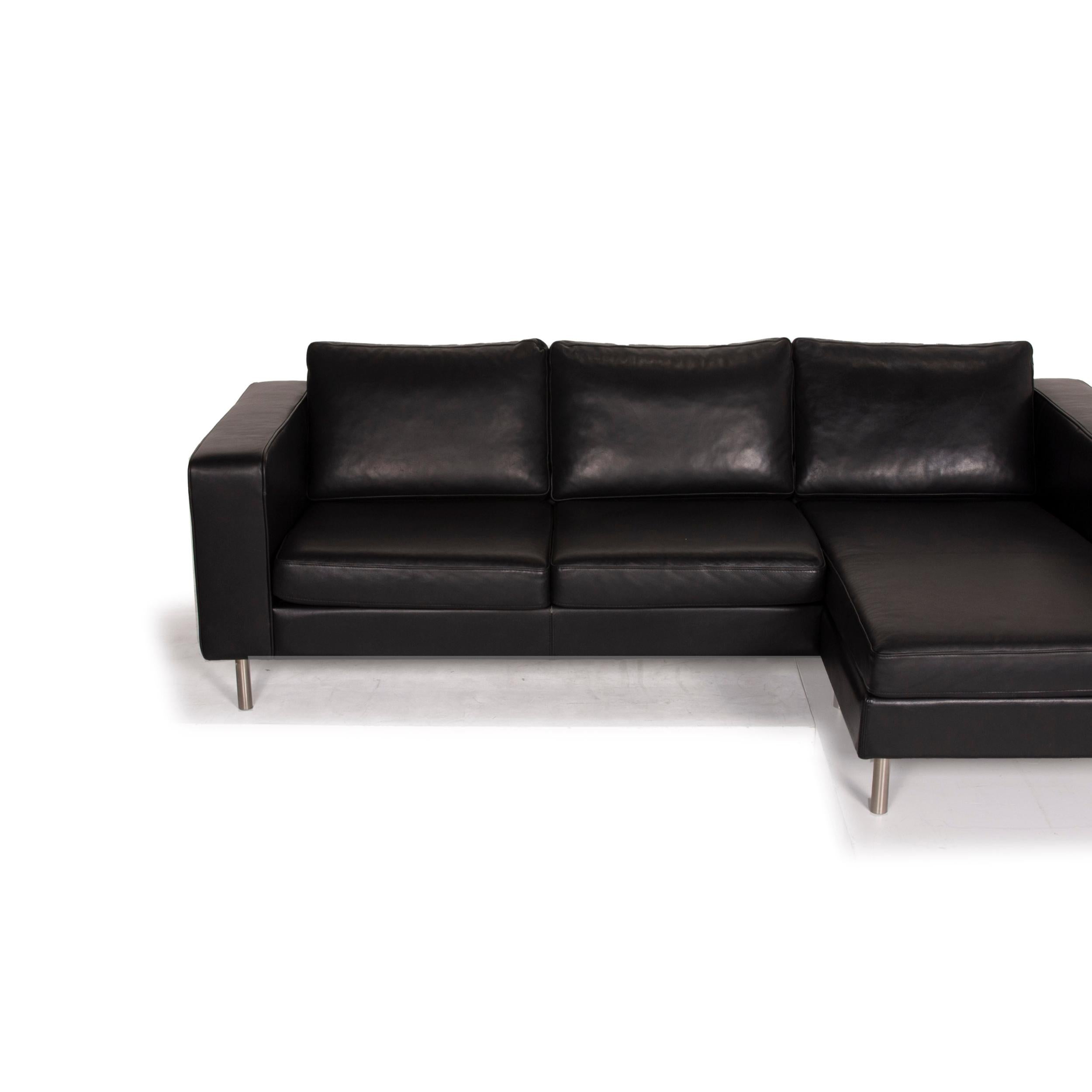 Lithuanian BoConcept Indivi Leather Sof Black Corner Sofa