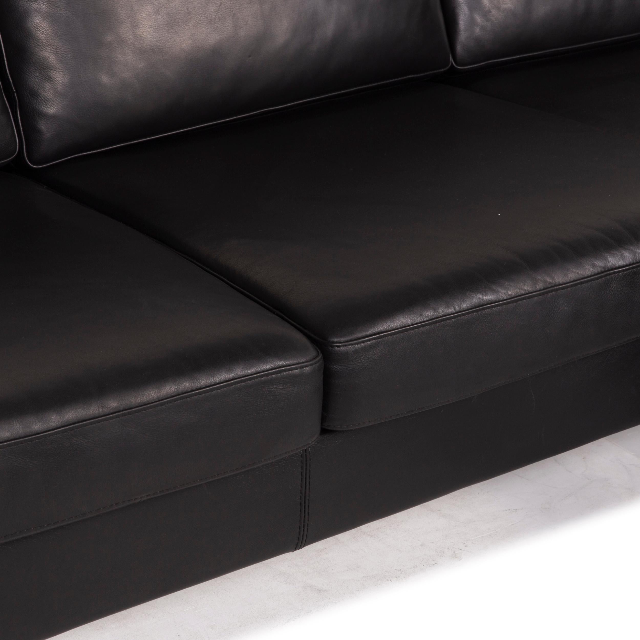 Contemporary BoConcept Indivi Leather Sof Black Corner Sofa