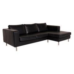 Used BoConcept Indivi Leather Sof Black Corner Sofa