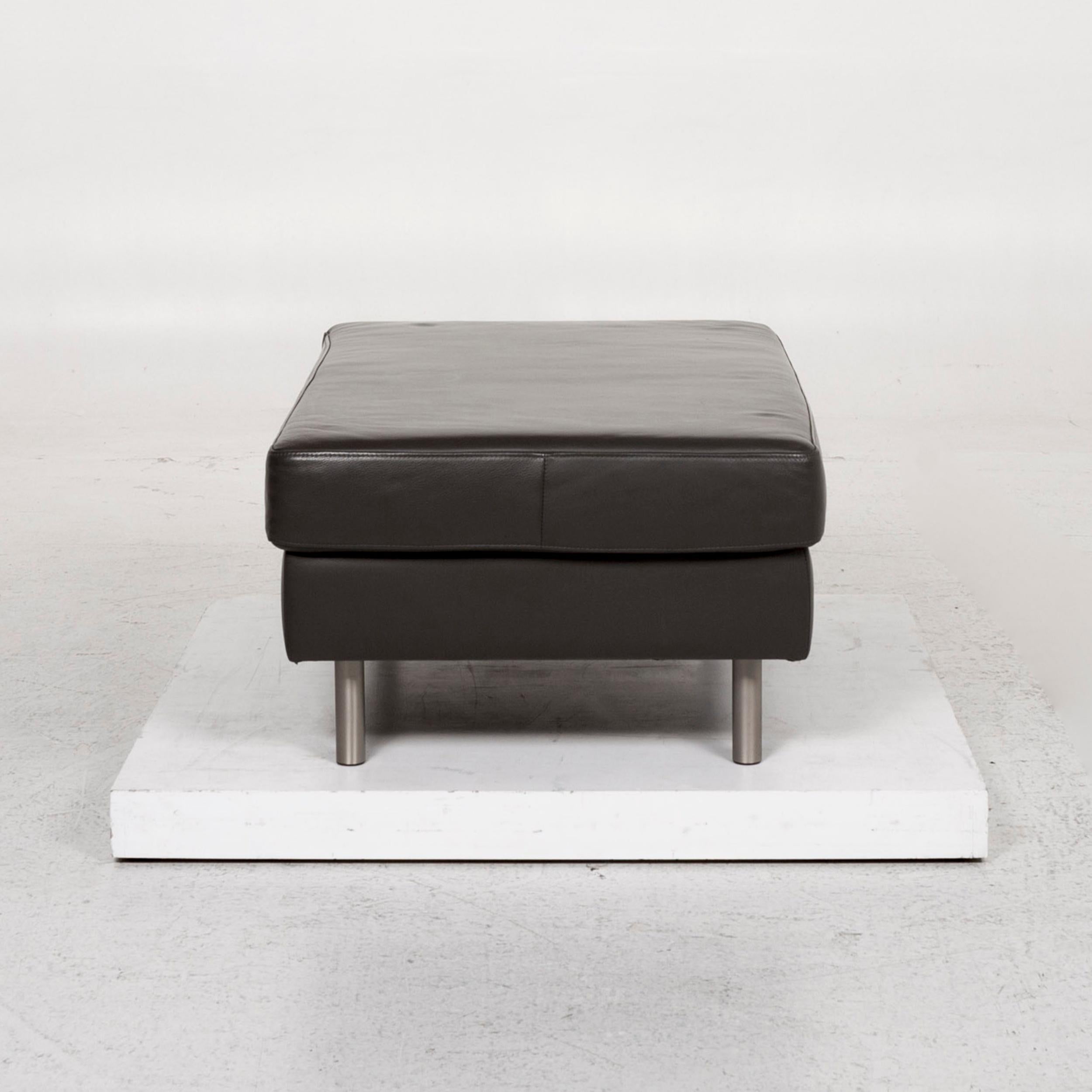 BoConcept Indivi Leather Stool Anthracite Gray Ottoman For Sale 4