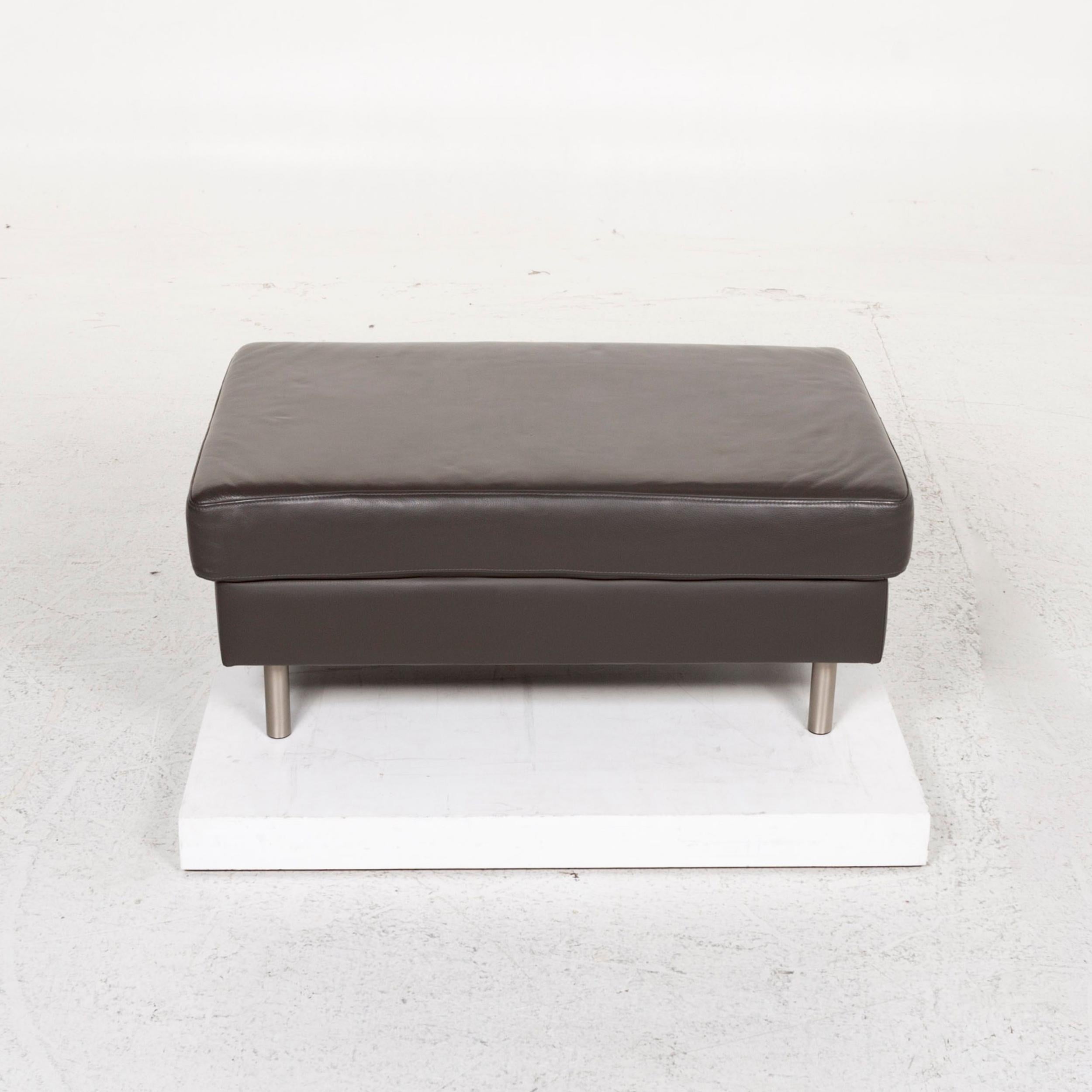 BoConcept Indivi Leather Stool Anthracite Gray Ottoman For Sale 1