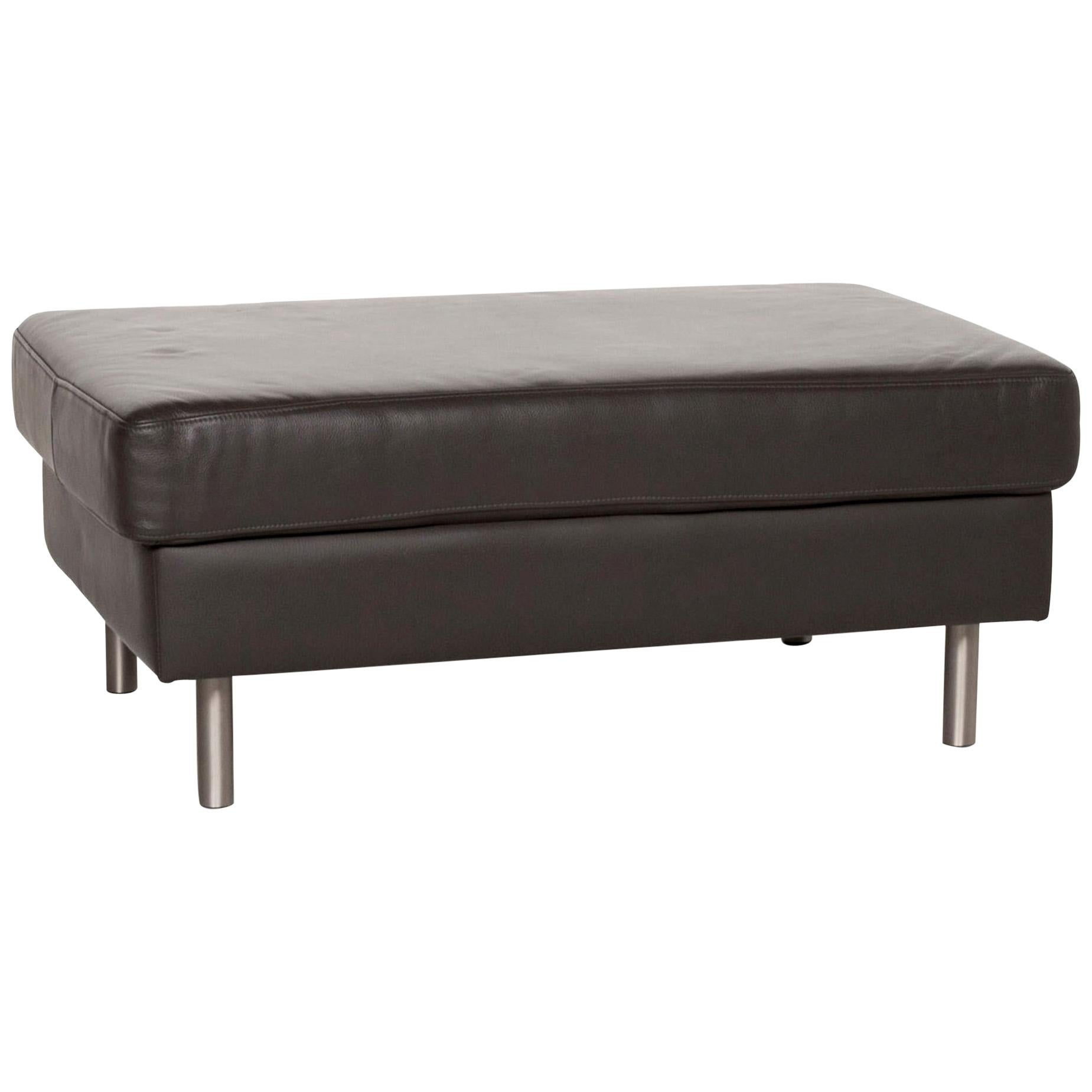BoConcept Indivi Leather Stool Anthracite Gray Ottoman For Sale
