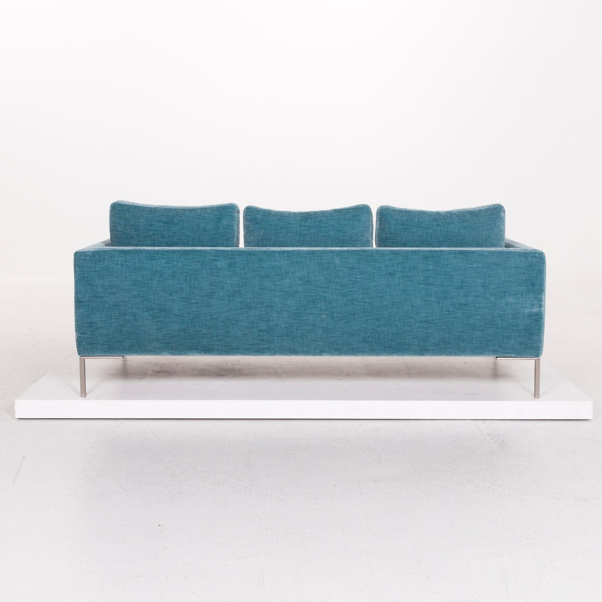 Contemporary BoConcept Istra Fabric Sofa Blue Three-Seat Couch