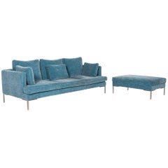 BoConcept Istra Fabric Sofa Set Blue 1 Three-Seat 1 Stool