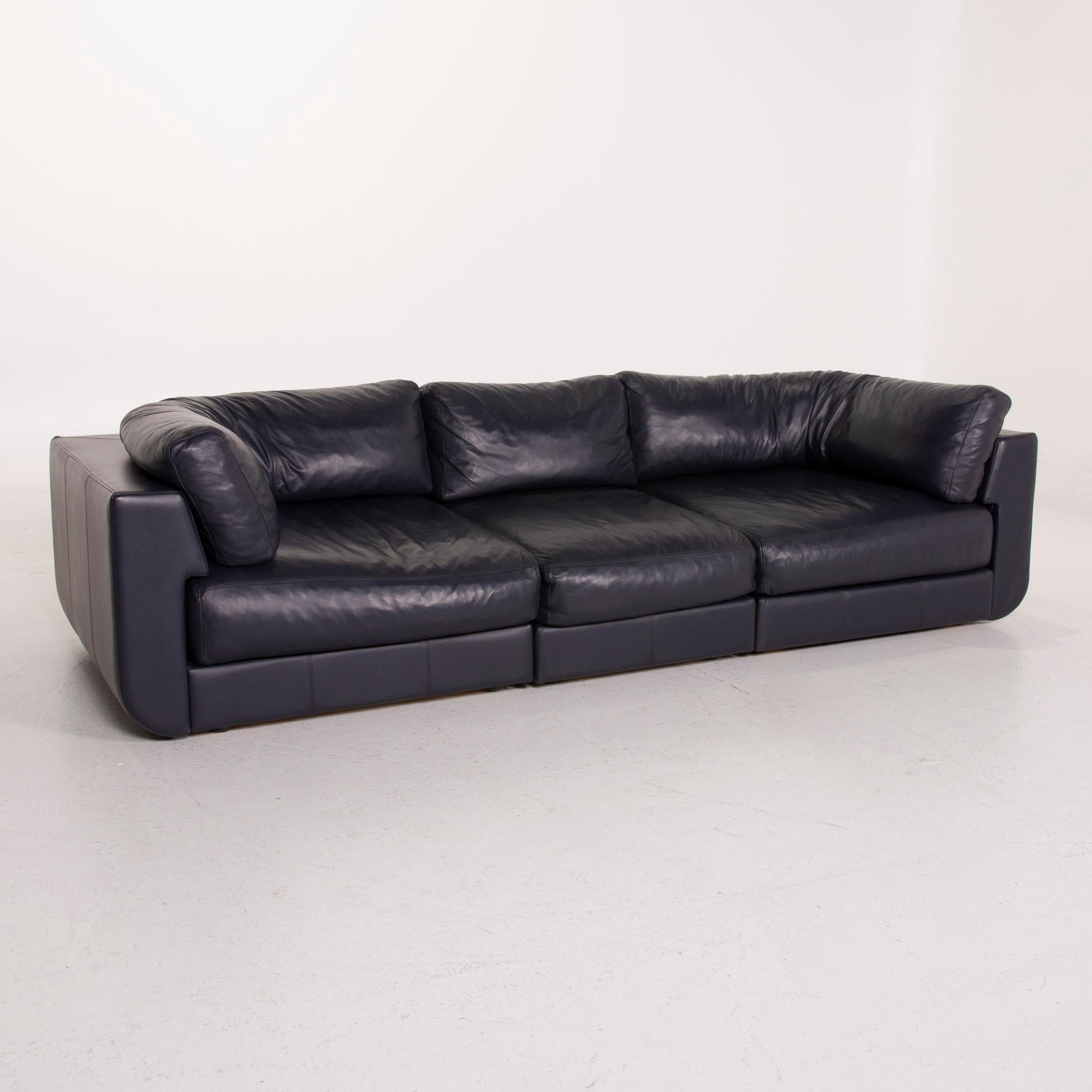 Lithuanian BoConcept Largo Leather Sofa Blue Three-seat