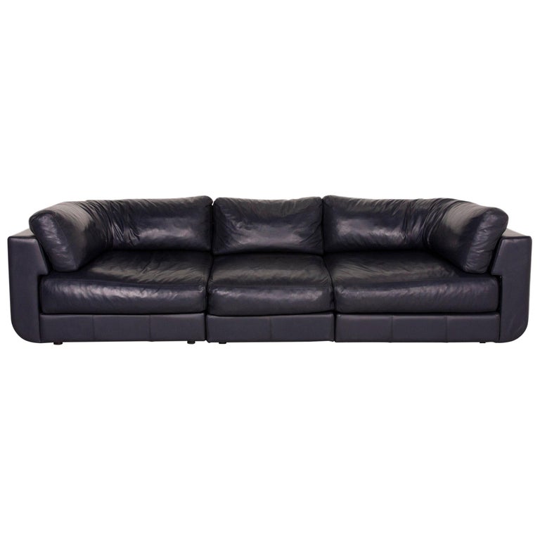 BoConcept Largo Leather Sofa Blue Three-seat at 1stDibs | ikea blue leather  sofa, 19-4010 tpg, pantone 19-3922