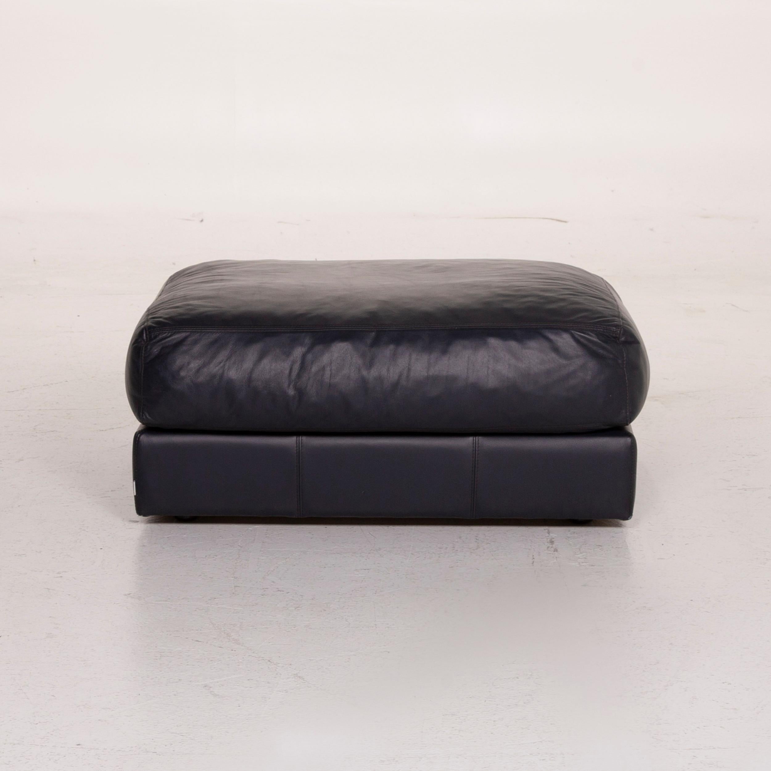 BoConcept Largo Leather Sofa Set Blue Three-Seat Stool For Sale 4