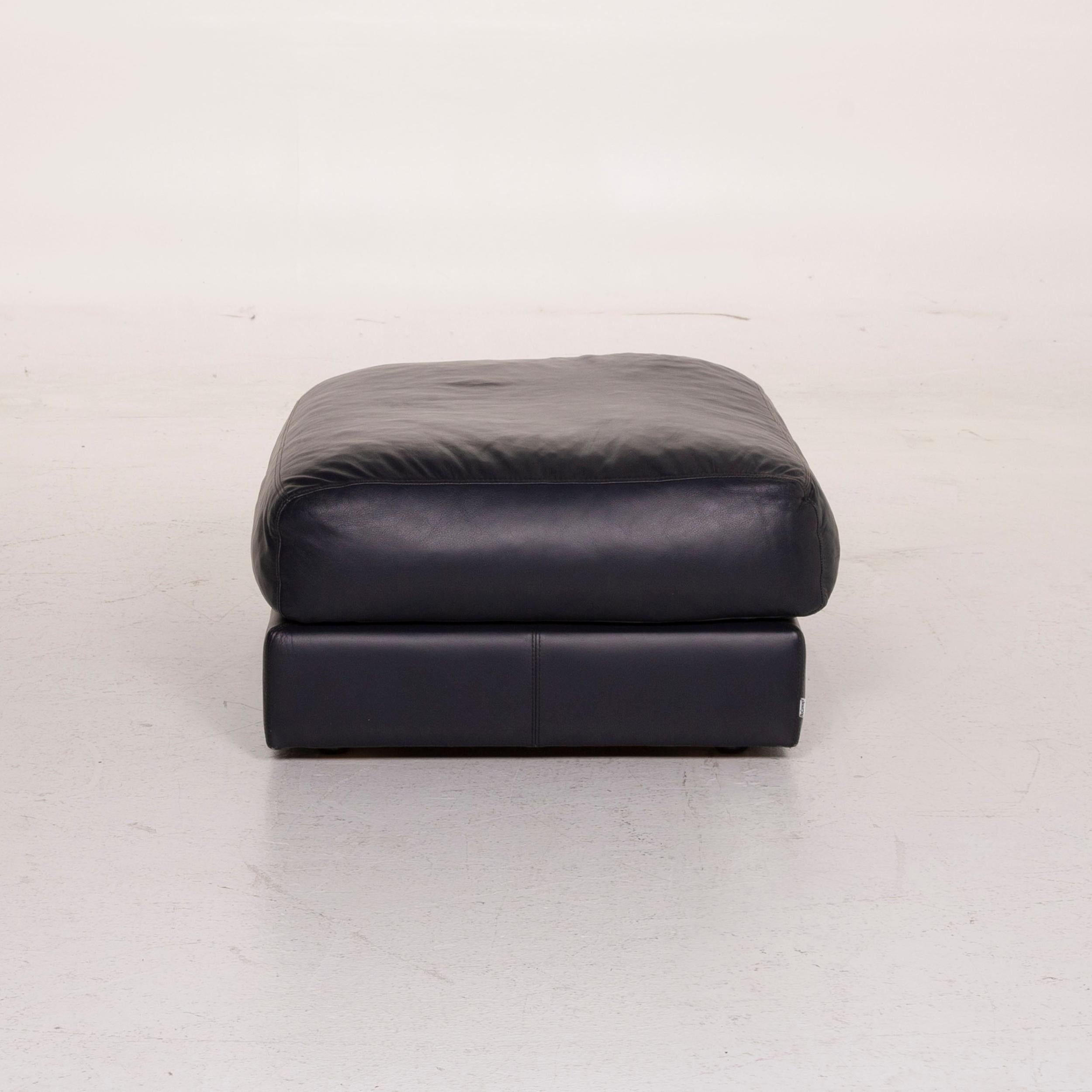 BoConcept Largo Leather Sofa Set Blue Three-Seat Stool For Sale 6