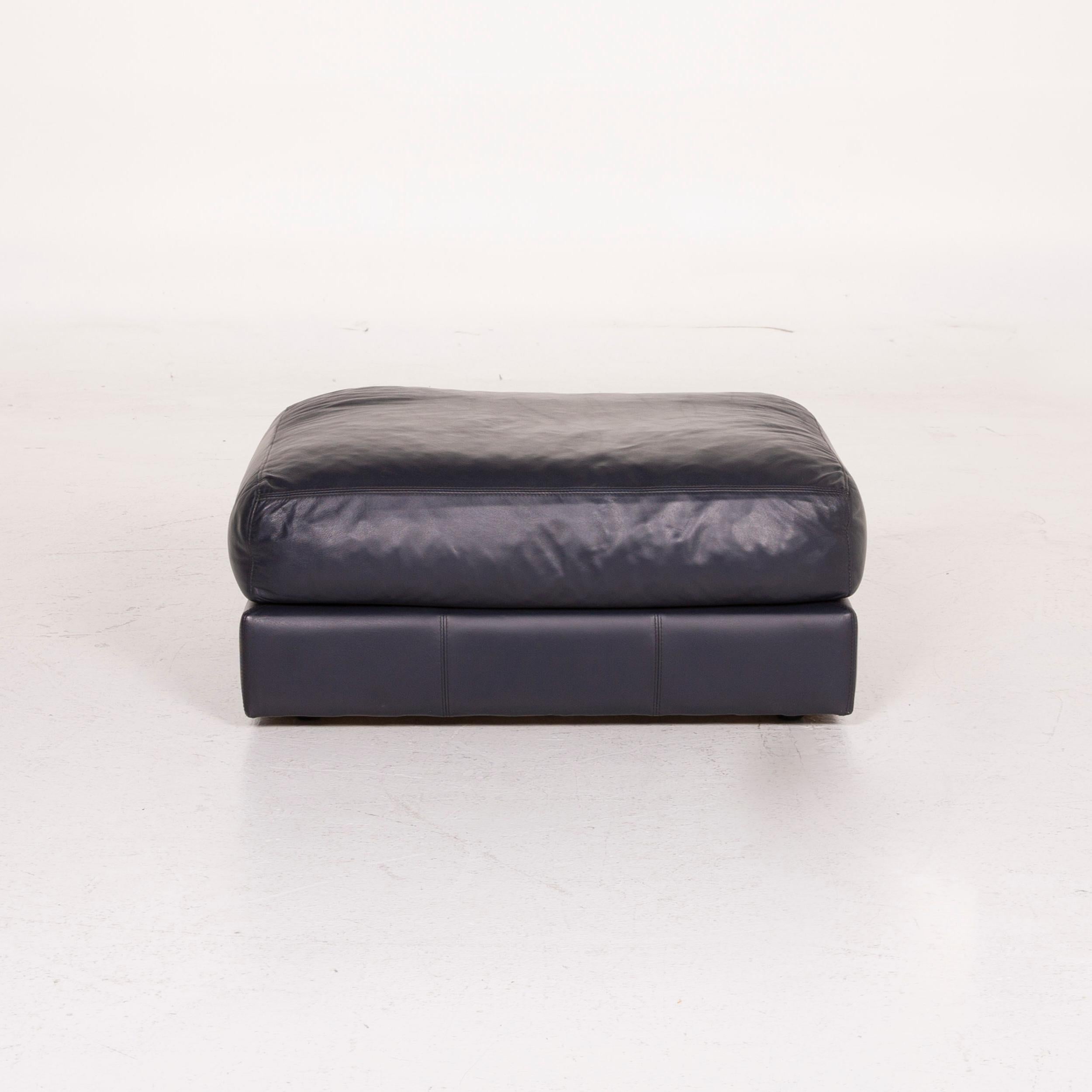 BoConcept Largo Leather Sofa Set Blue Three-Seat Stool For Sale 8