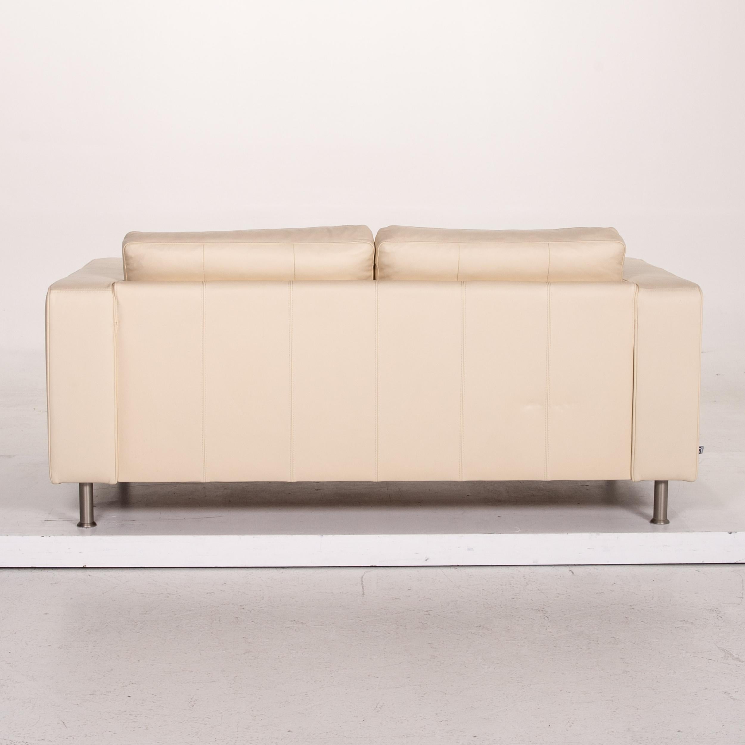 BoConcept Leather Sofa Cream Two-Seat Couch For Sale 4