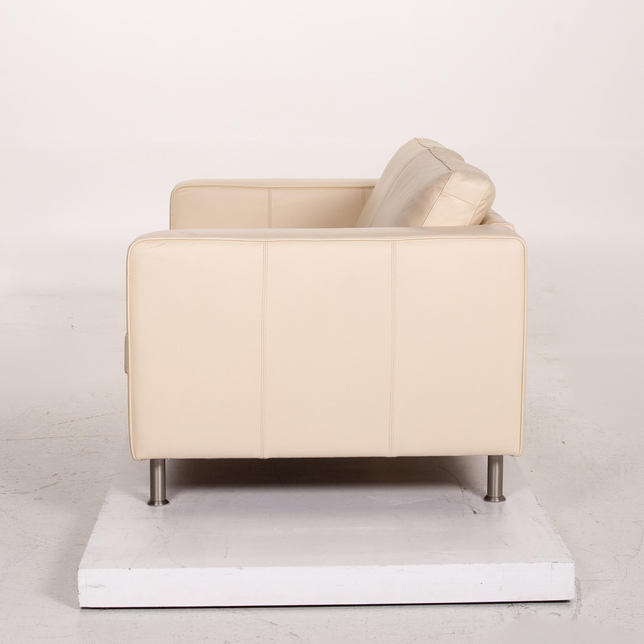 BoConcept Leather Sofa Cream Two-Seat Couch For Sale 5