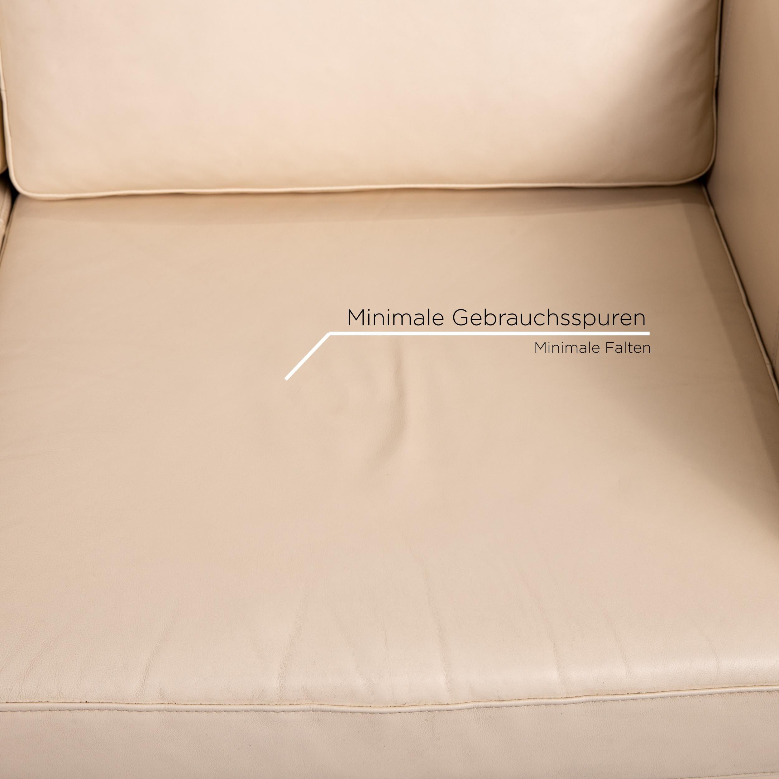 Lithuanian BoConcept Leather Sofa Cream Two-Seat Couch For Sale