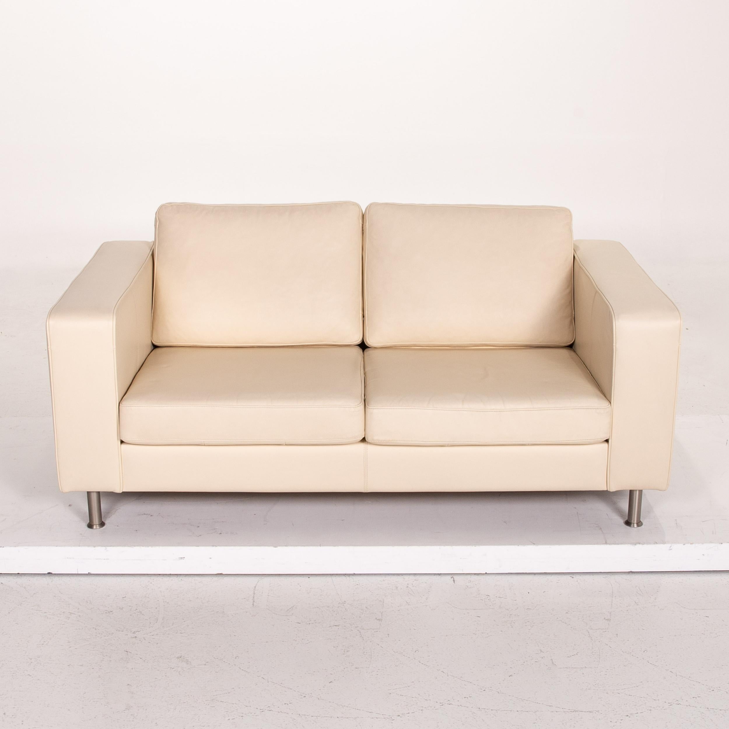 BoConcept Leather Sofa Cream Two-Seat Couch For Sale 2