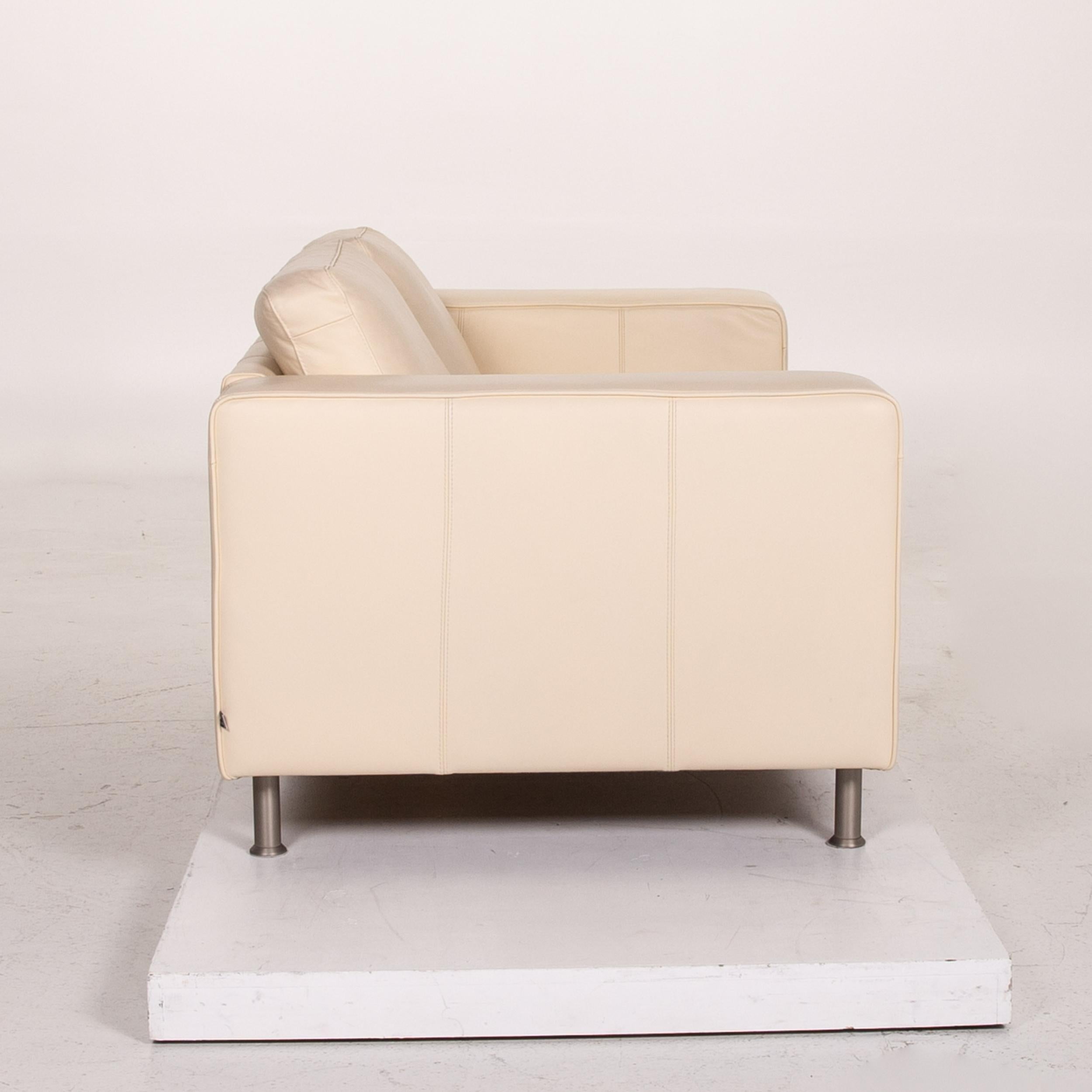 BoConcept Leather Sofa Cream Two-Seat Couch For Sale 3