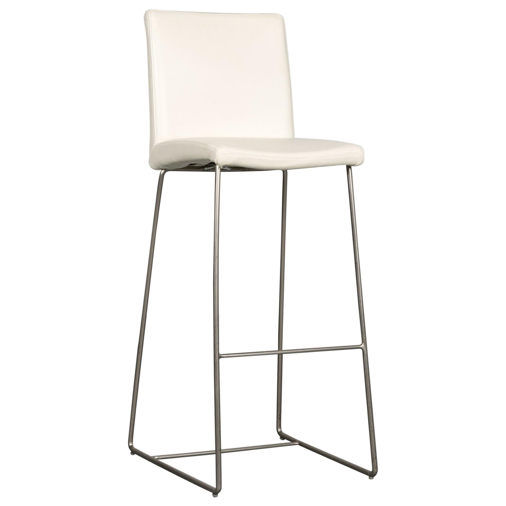 BoConcept Mariposa Designer Leather Barstool Cream White Bar Chair Armchair For Sale