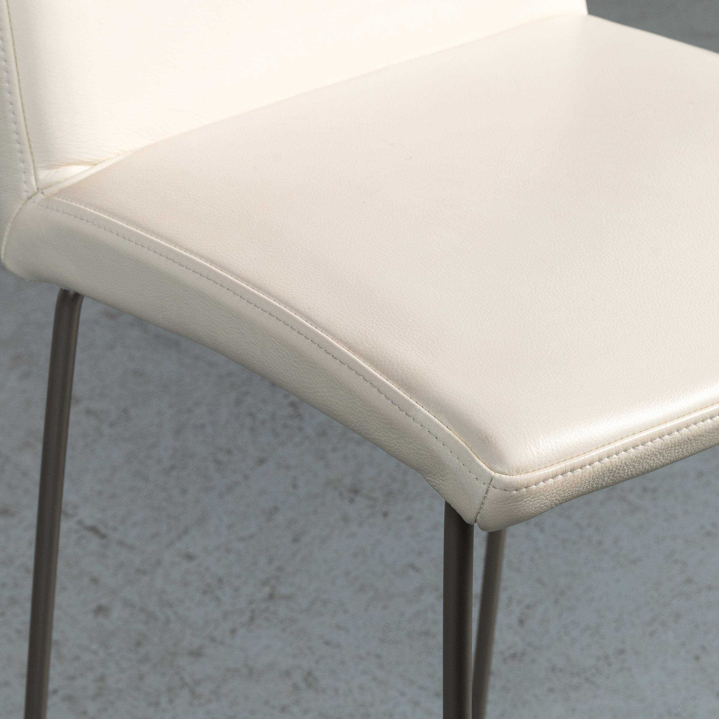 BoConcept Mariposa Designer Leather Barstool in Crème White Leather Metal Frame For Sale 1