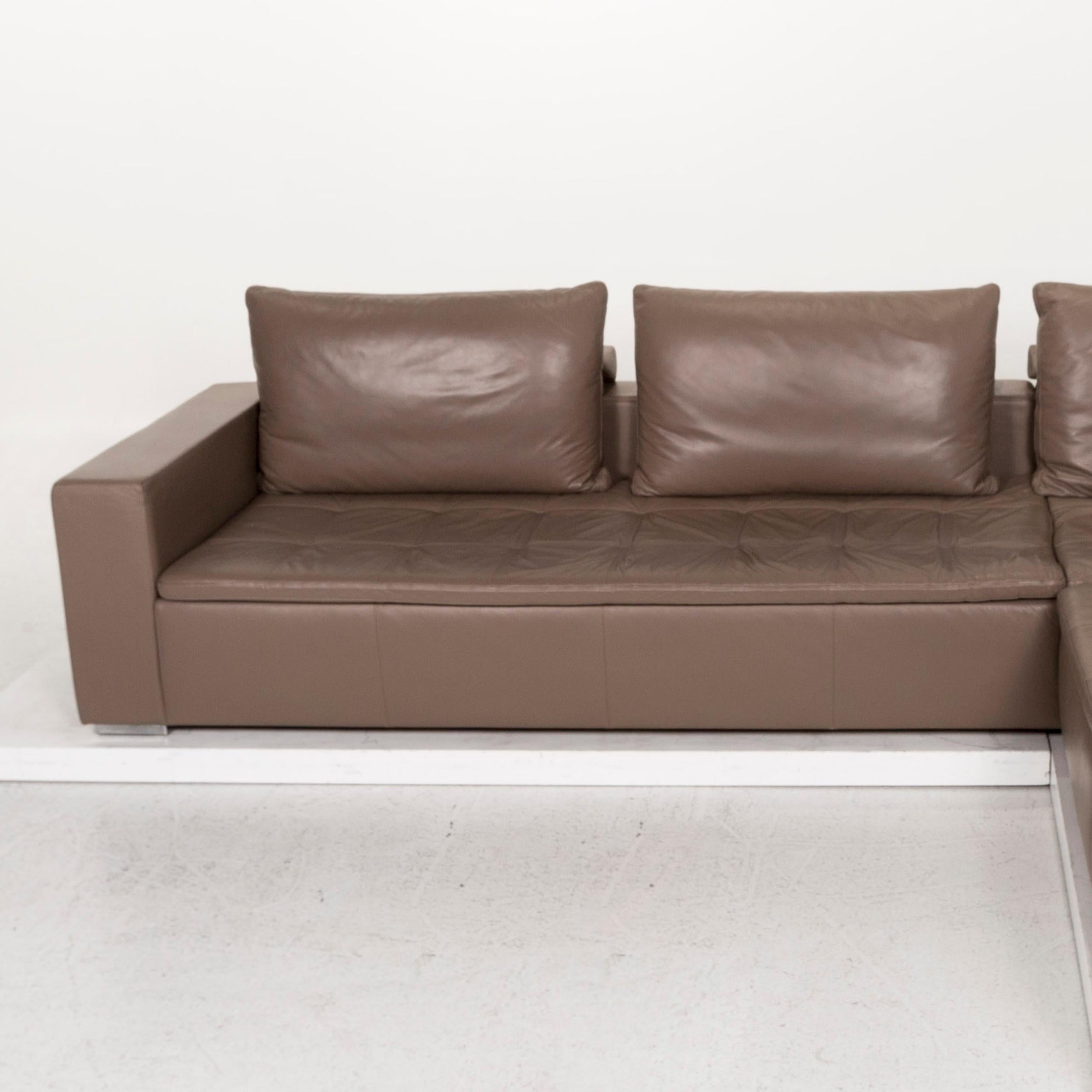 Contemporary BoConcept Mezzo Leather Corner Sofa Brown Gray-Brown Sofa Couch