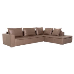 BoConcept Mezzo Leather Corner Sofa Brown Gray-Brown Sofa Couch