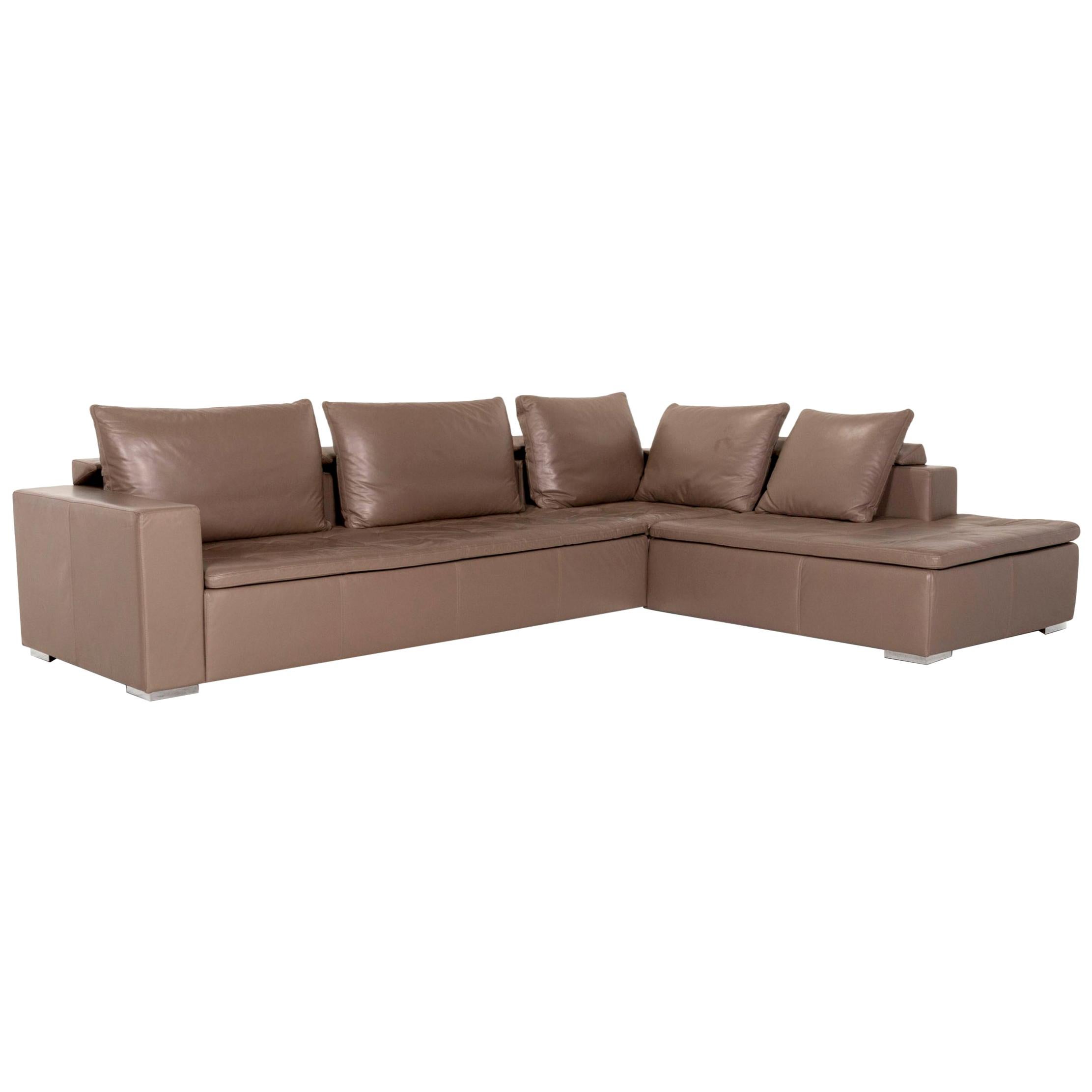 BoConcept Mezzo Leather Corner Sofa Brown Gray-Brown Sofa Couch