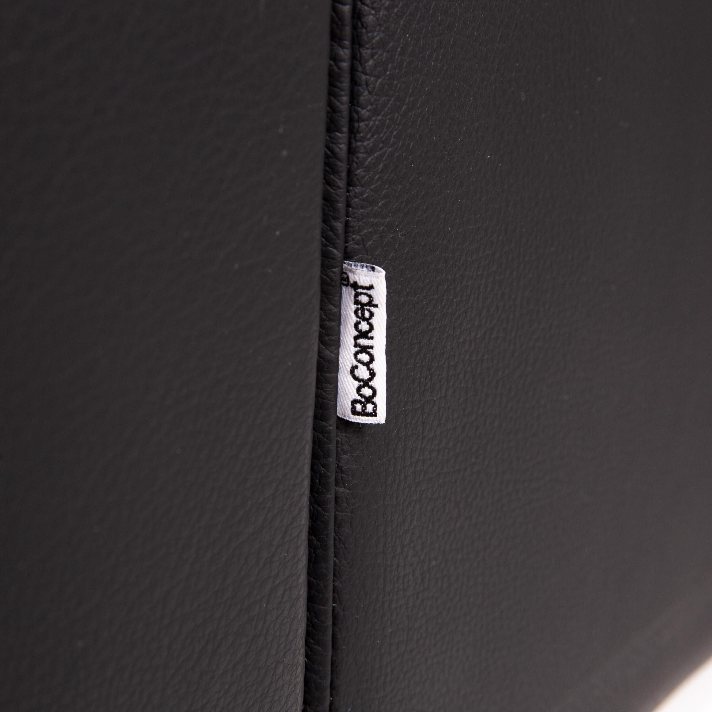 BoConcept Mezzo Leather Sofa Set Black 1 Corner Sofa 1 Stool For Sale 2