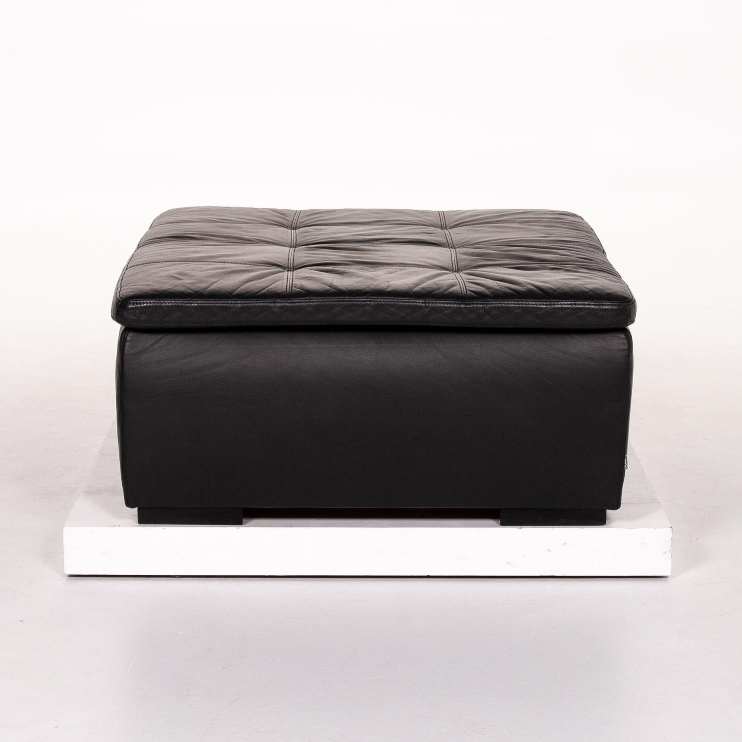 BoConcept Mezzo Leather Sofa Set Black 1 Corner Sofa 1 Stool For Sale 4