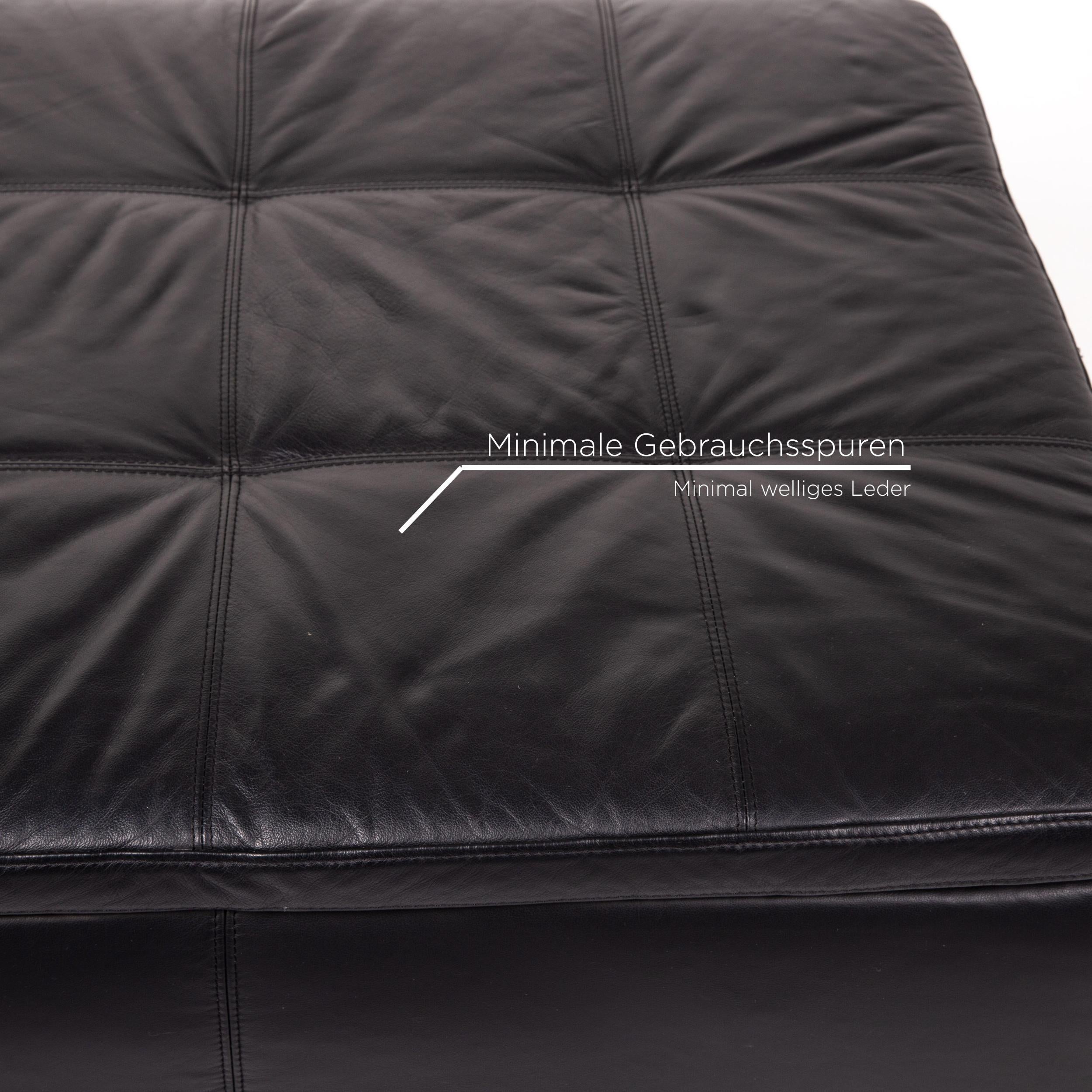 Lithuanian BoConcept Mezzo Leather Sofa Set Black 1 Corner Sofa 1 Stool For Sale