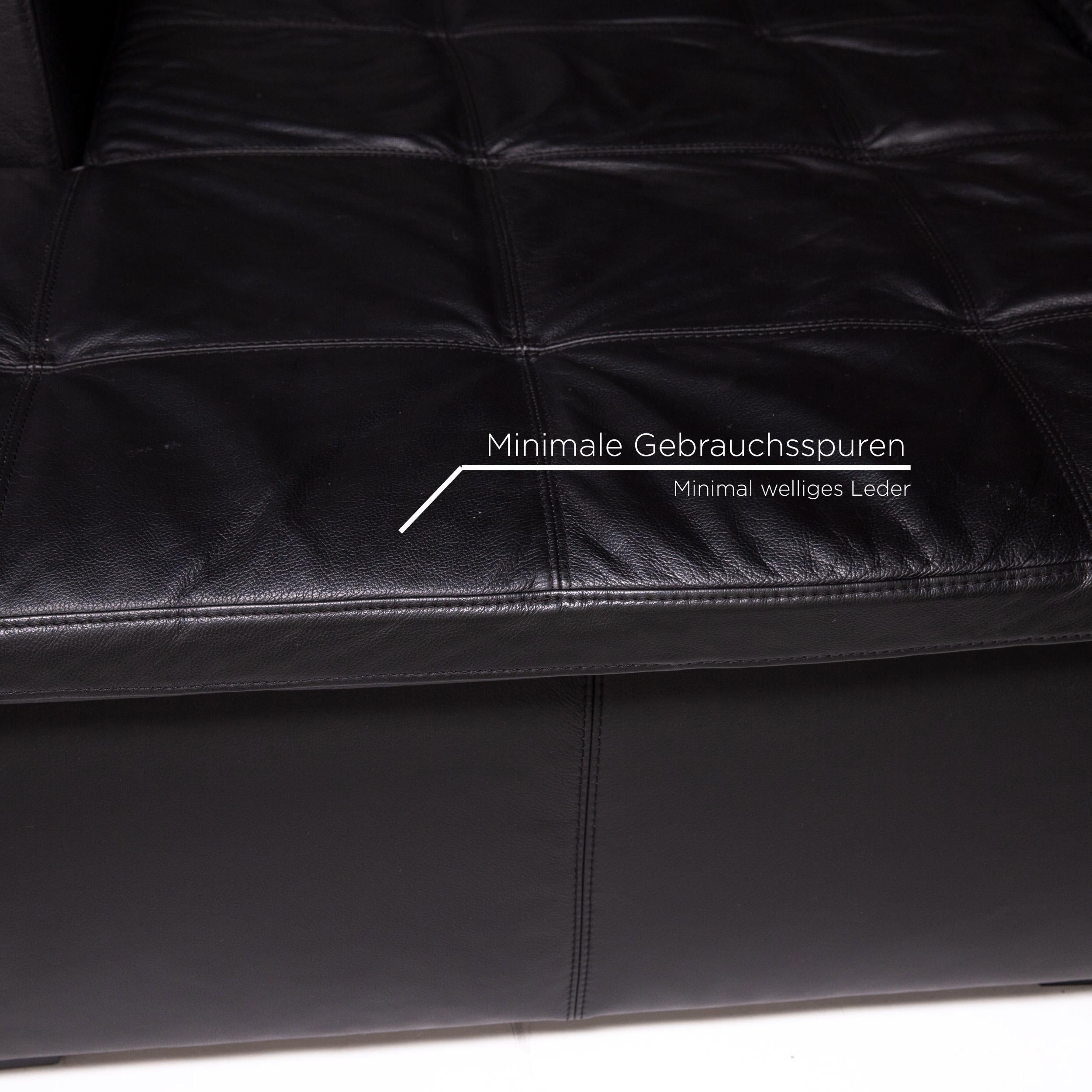 BoConcept Mezzo Leather Sofa Set Black 1 Corner Sofa 1 Stool In Good Condition For Sale In Cologne, DE