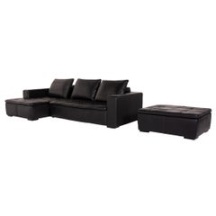 BoConcept Mezzo Leather Sofa Set Black 1 Corner Sofa 1 Stool