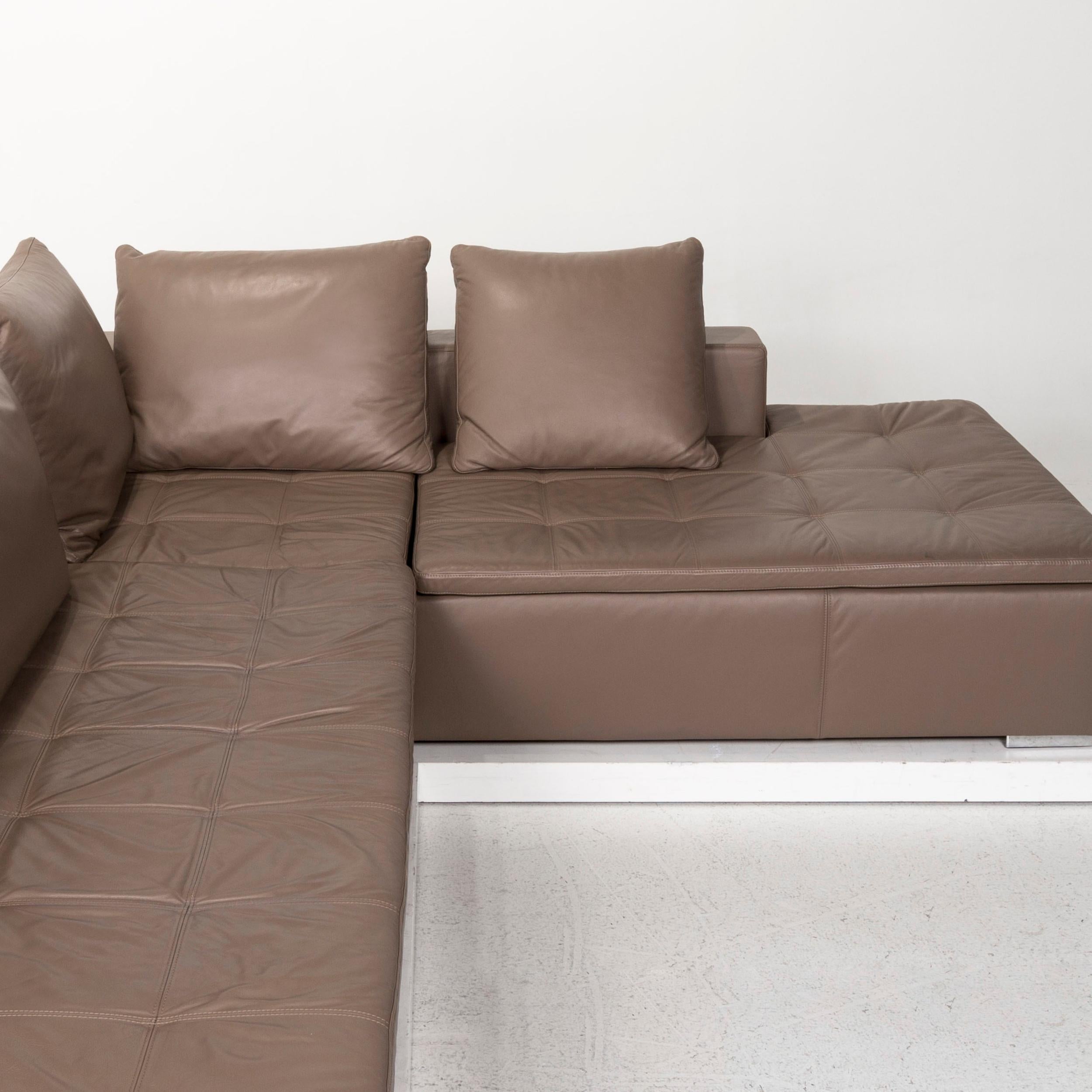 Boconcept Mezzo Leather Sofa Set Brown Gray Brown 1 Corner Sofa 1 Stool For Sale 3