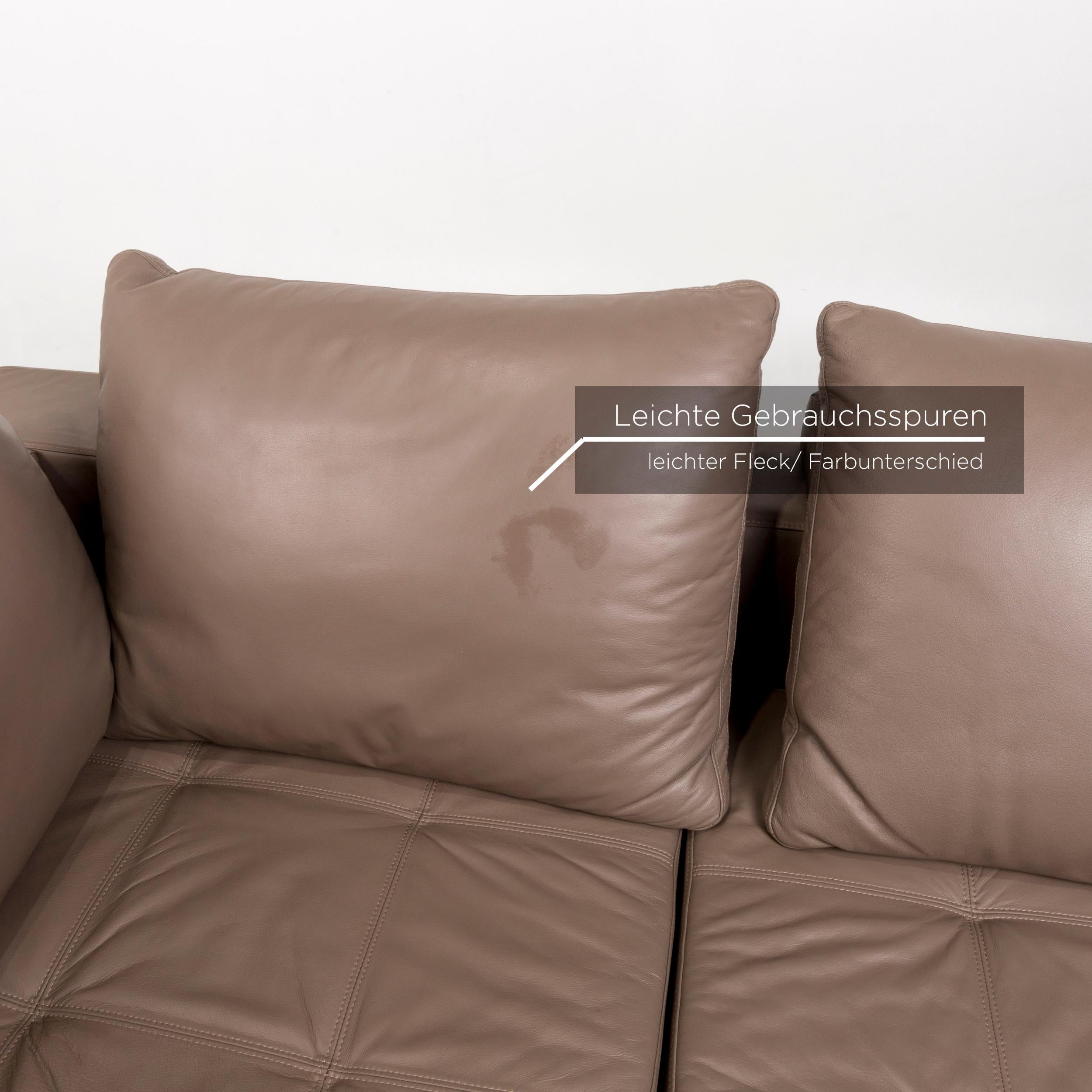 Lithuanian Boconcept Mezzo Leather Sofa Set Brown Gray Brown 1 Corner Sofa 1 Stool For Sale