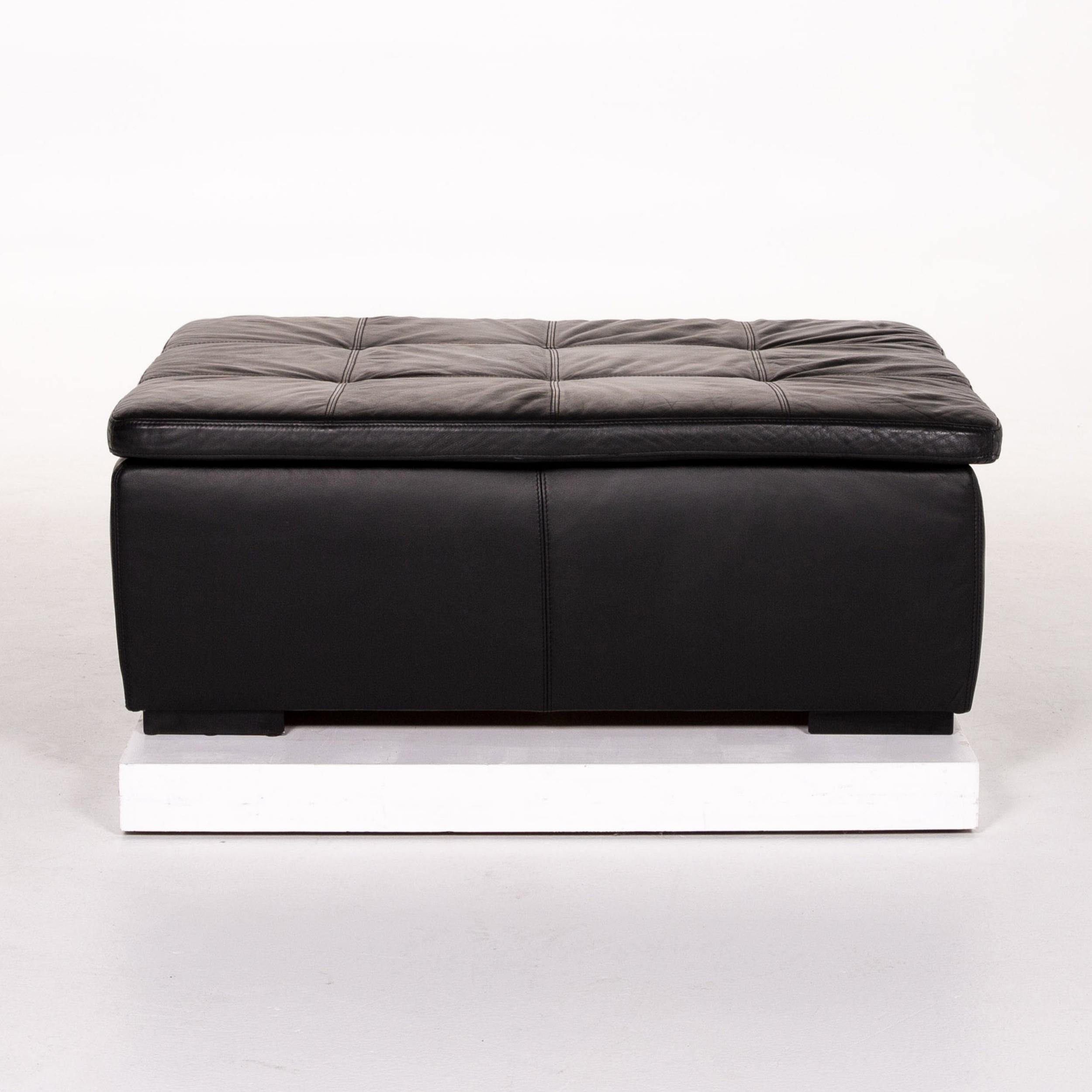 BoConcept Mezzo Leather Stool Black Ottoman For Sale 3