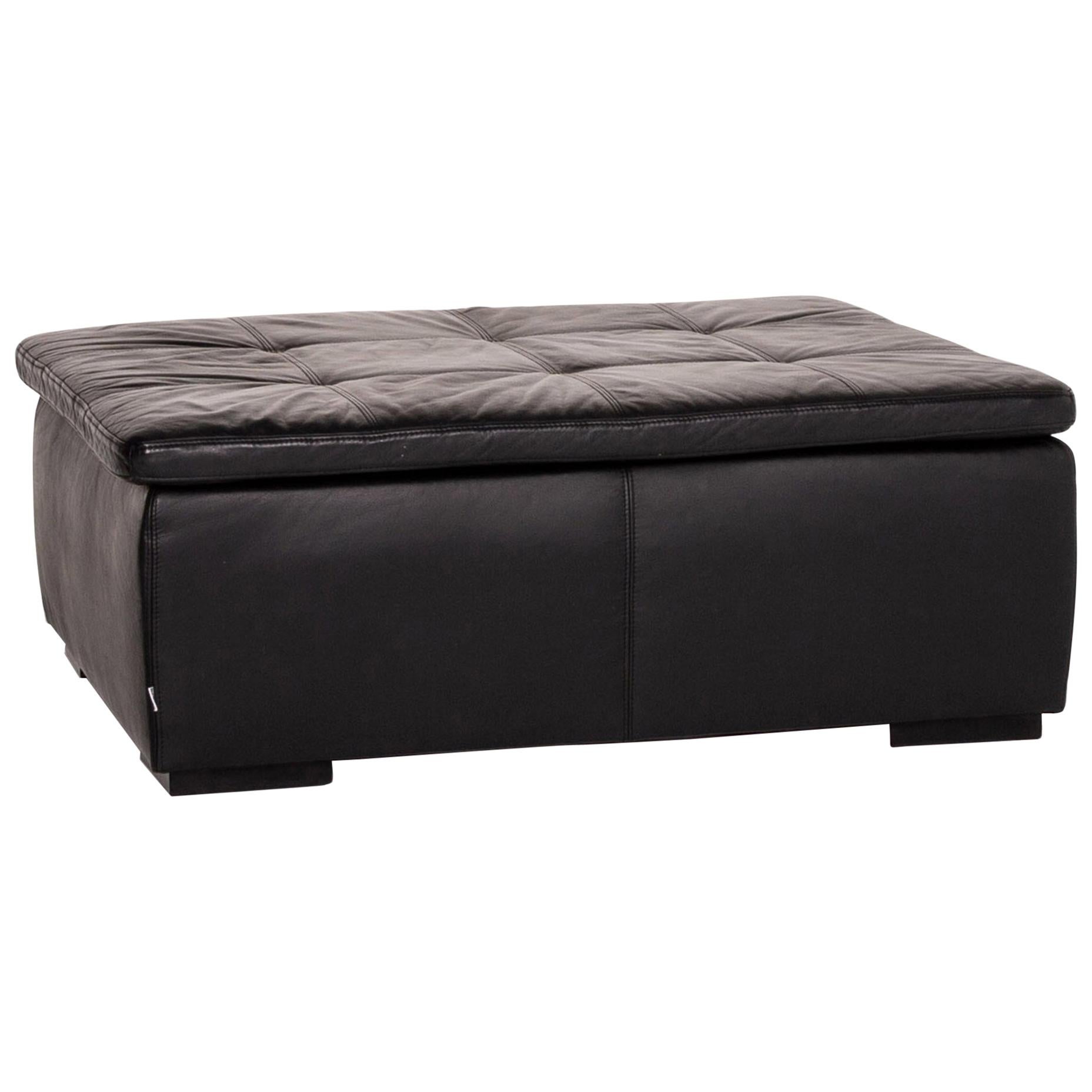 BoConcept Mezzo Leather Stool Black Ottoman For Sale