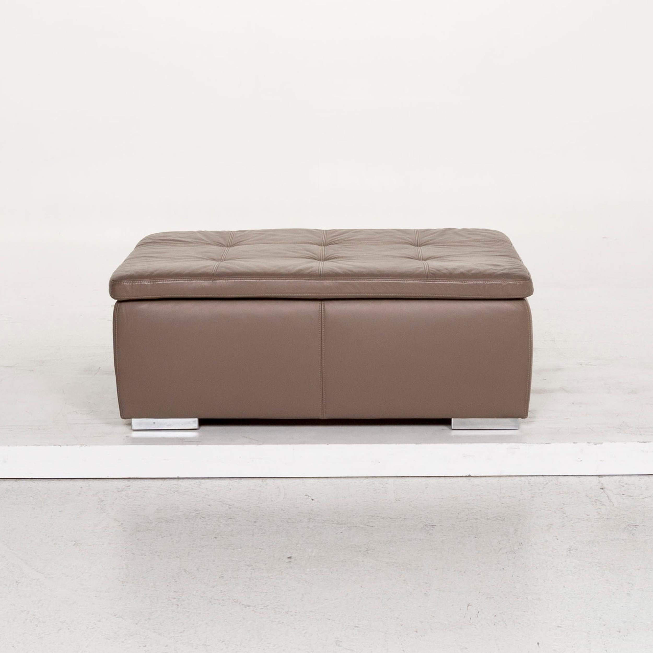 BoConcept Mezzo Leather Stool Brown Gray-Brown Ottoman 3