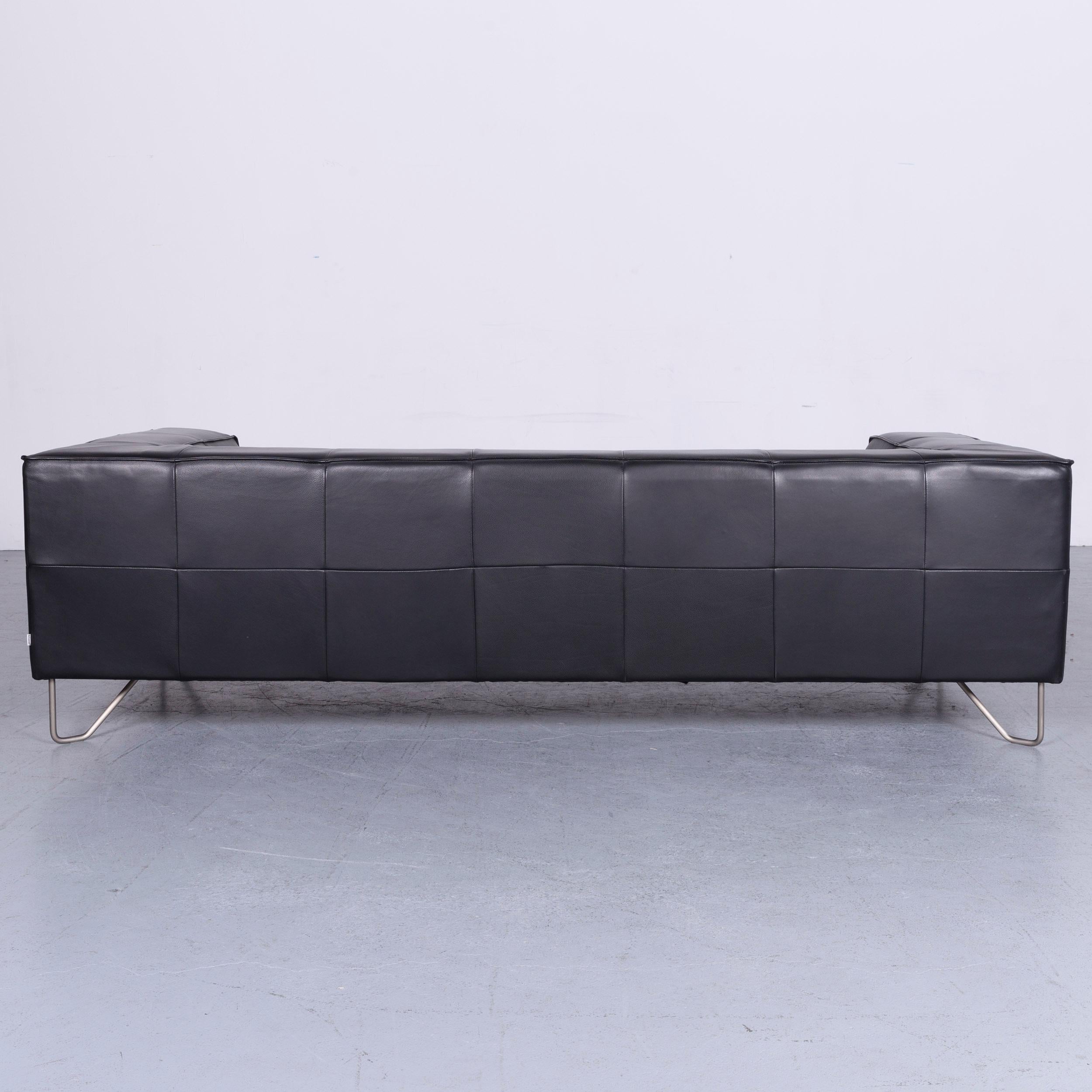 Boconcept Milos Designer Sofa Black Leather Three-Seat Couch 2