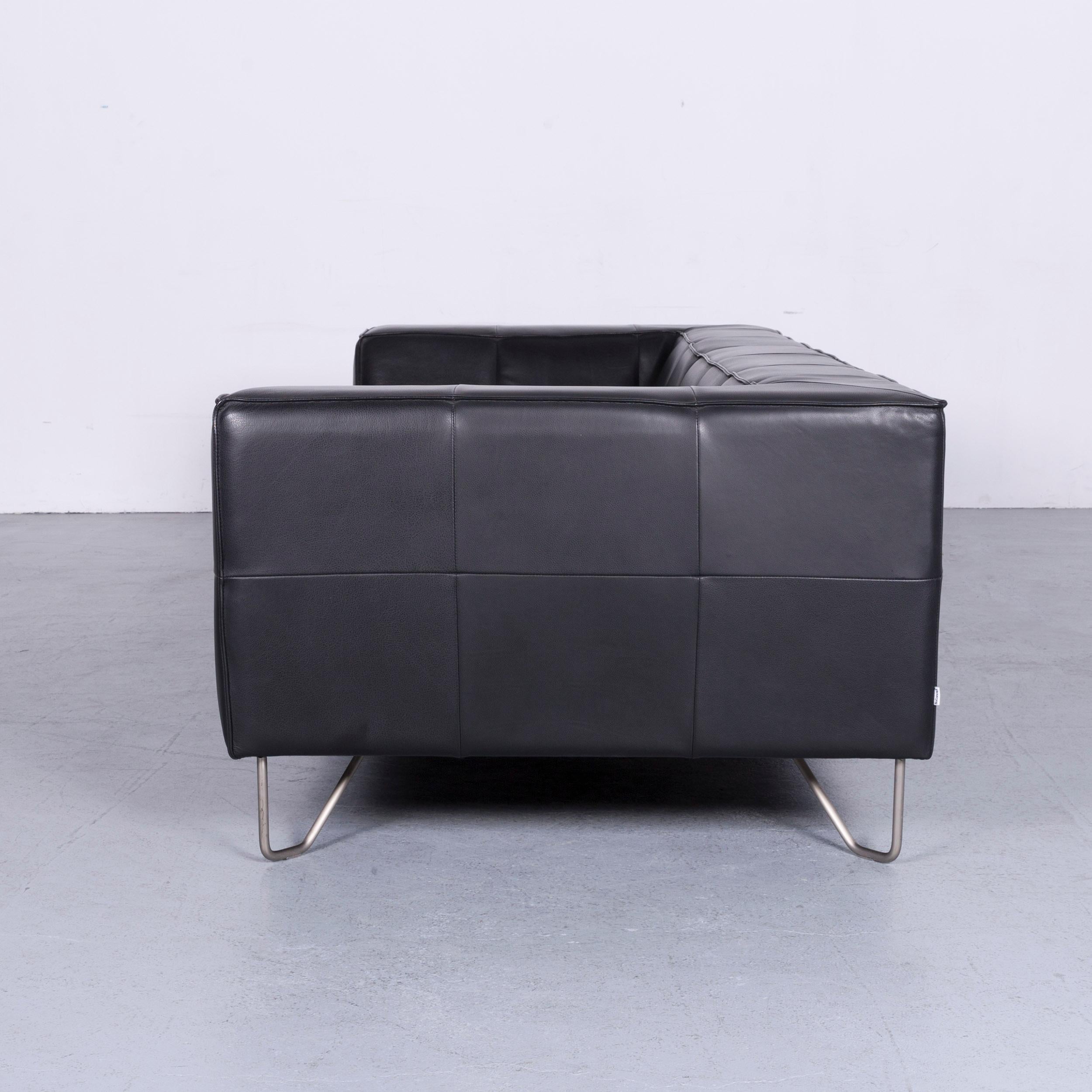 Boconcept Milos Designer Sofa Black Leather Three-Seat Couch 3
